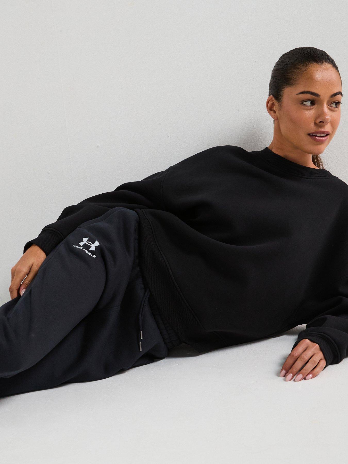  image of under-armour-womens-training-icon-fleece-joggers-black