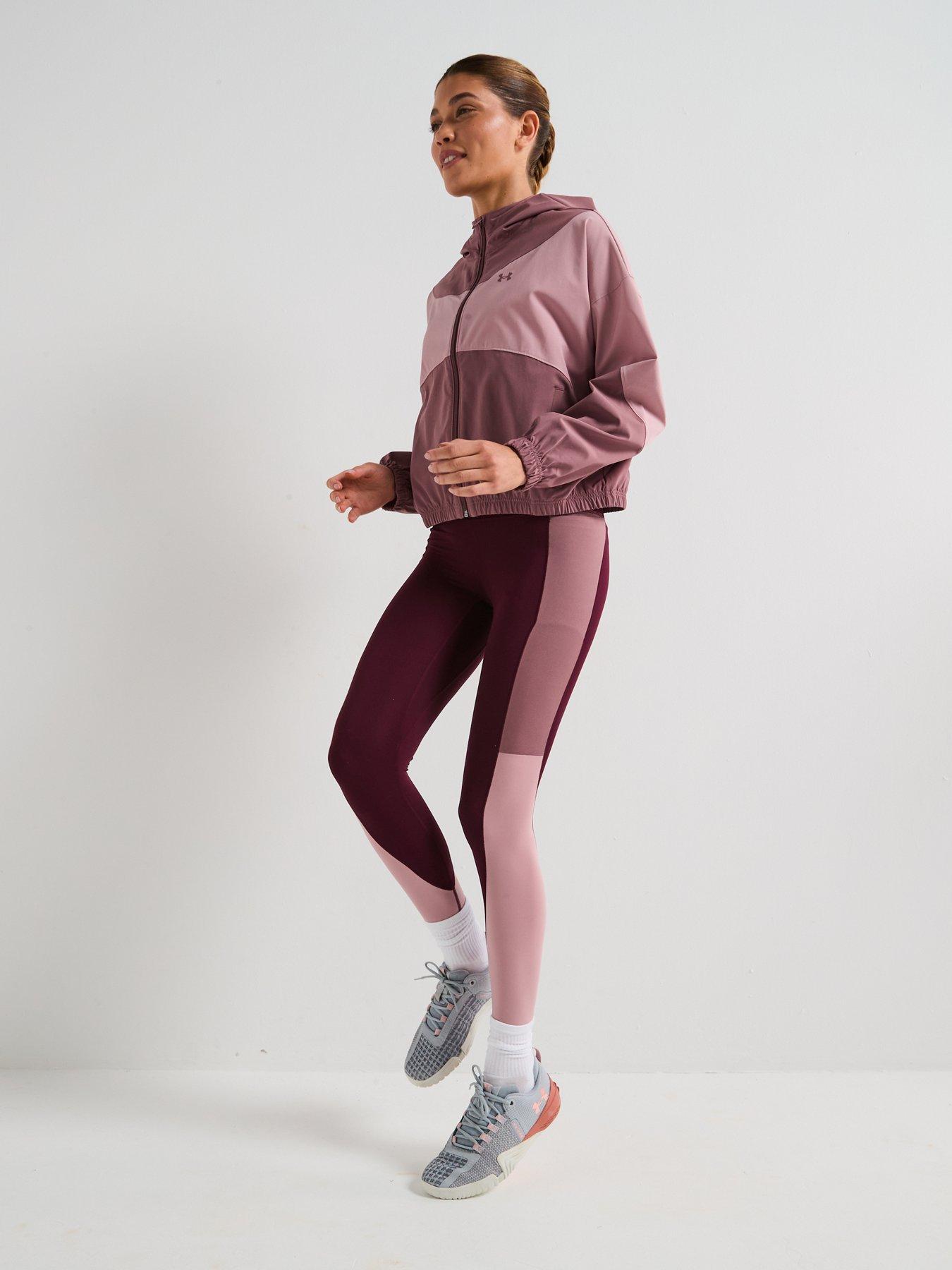  image of under-armour-womens-training-rival-woven-hooded-jacket-burgundy