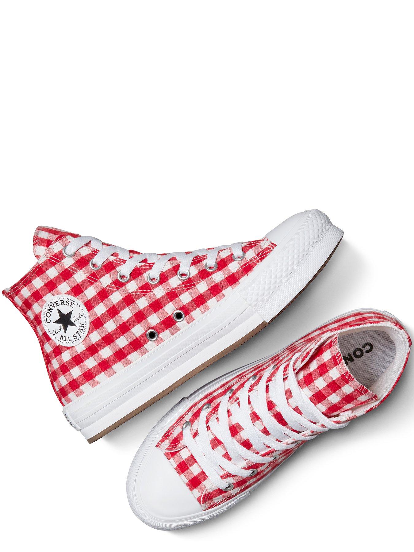 Image 4 of 7 of Converse Juniors Chuck Taylor All Star Eva Lift Hi - Red Gingham