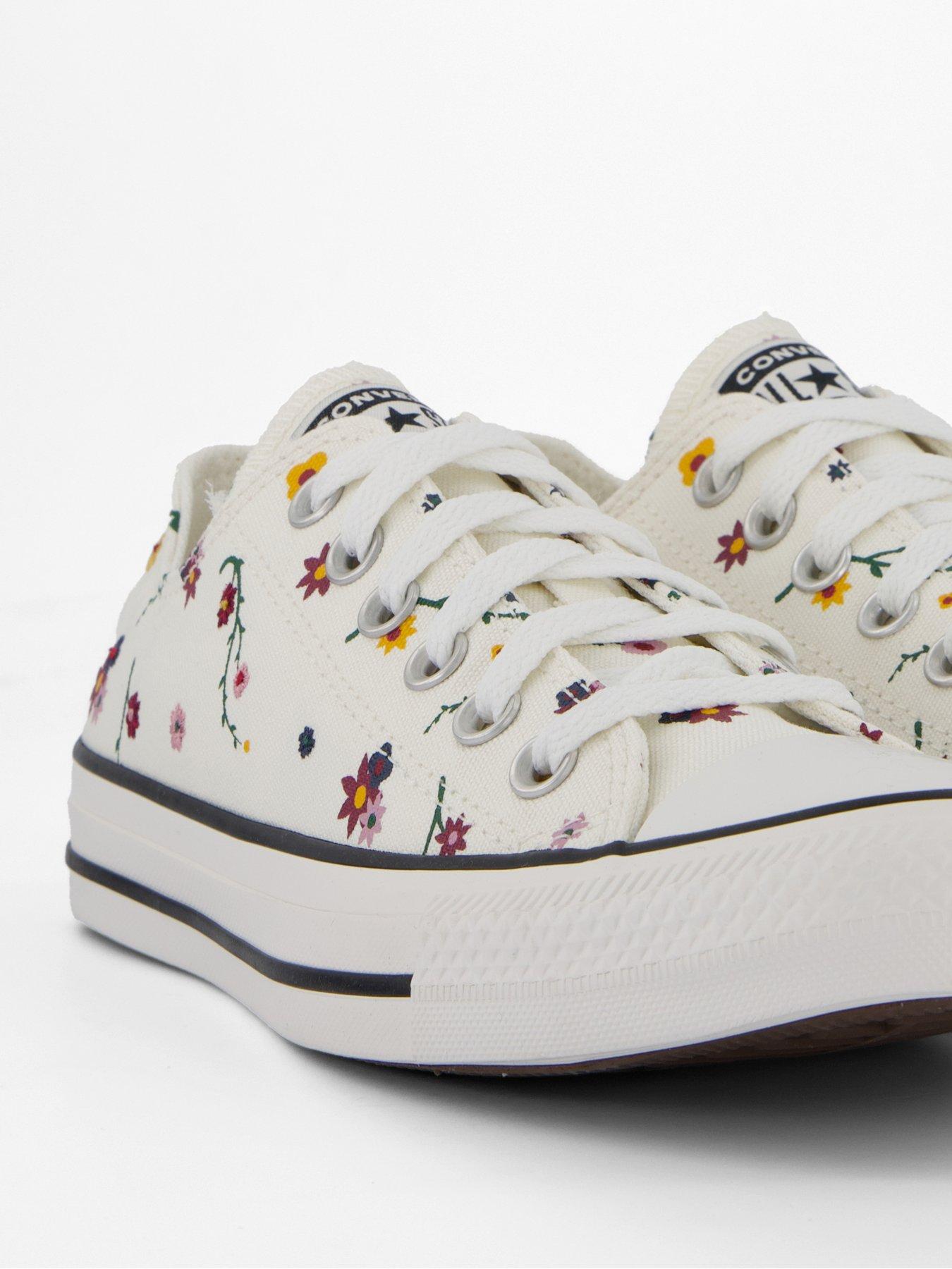 Image 6 of 7 of Converse Womens Converse Chuck Taylor All Star Floral Low Top -White