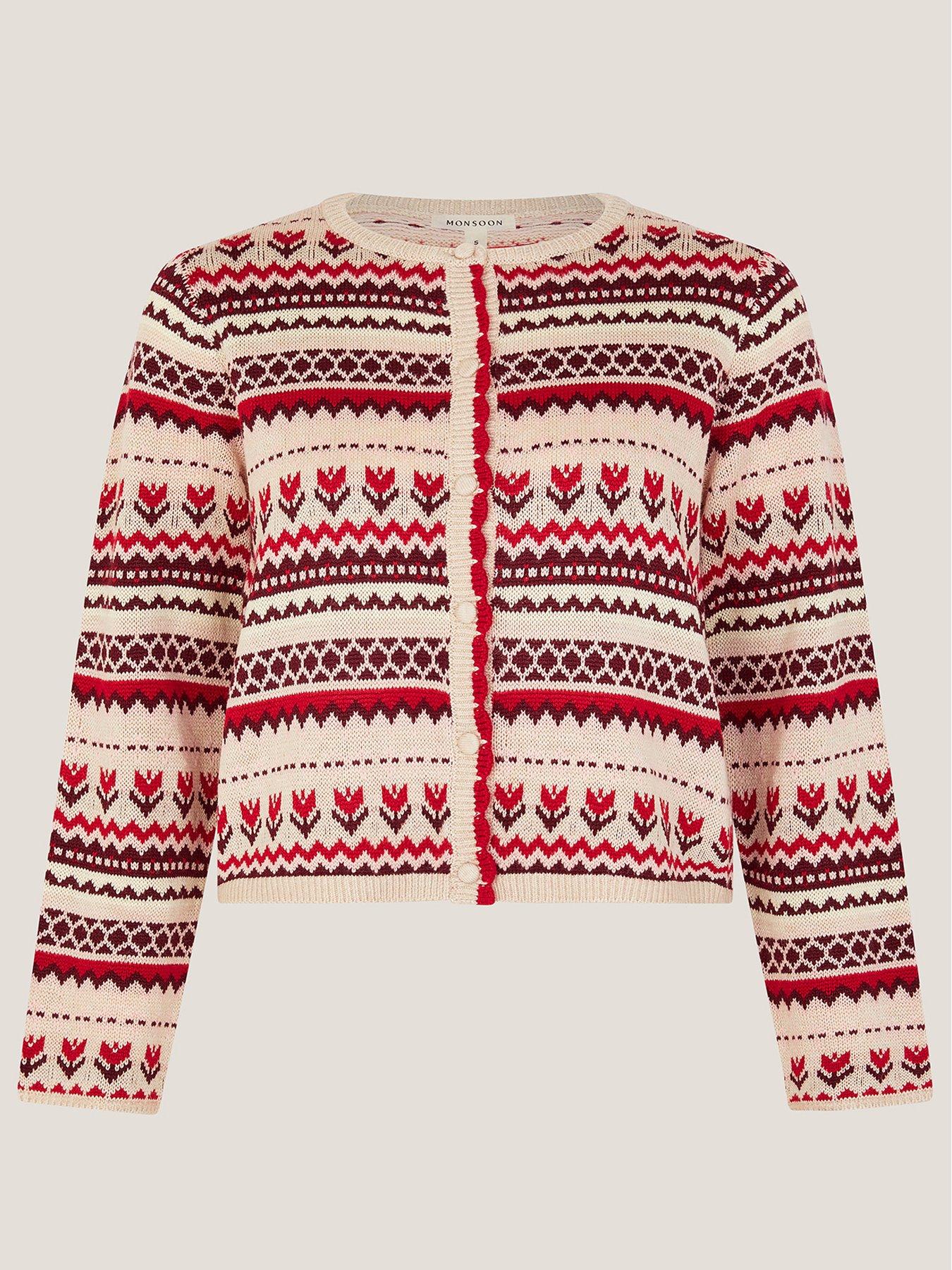 Image 3 of 5 of Monsoon Juno Jacquard Cardigan - Ivory