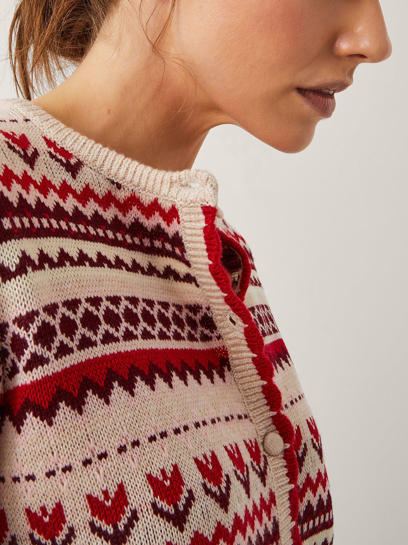 Image 5 of 5 of Monsoon Juno Jacquard Cardigan - Ivory