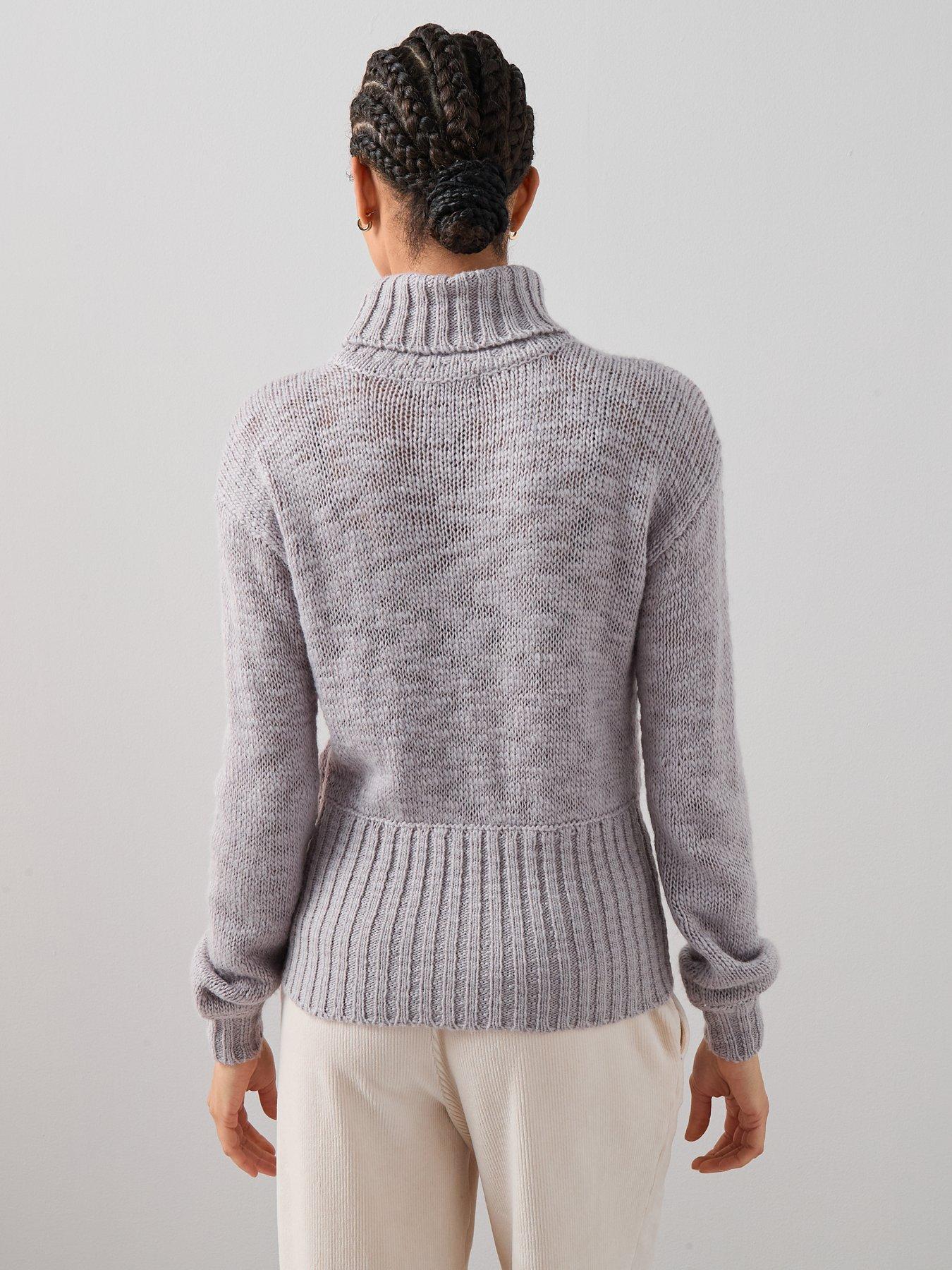 stillFront image of the-very-collection-roll-neck-sinched-waist-jumper-with-wool-lilac