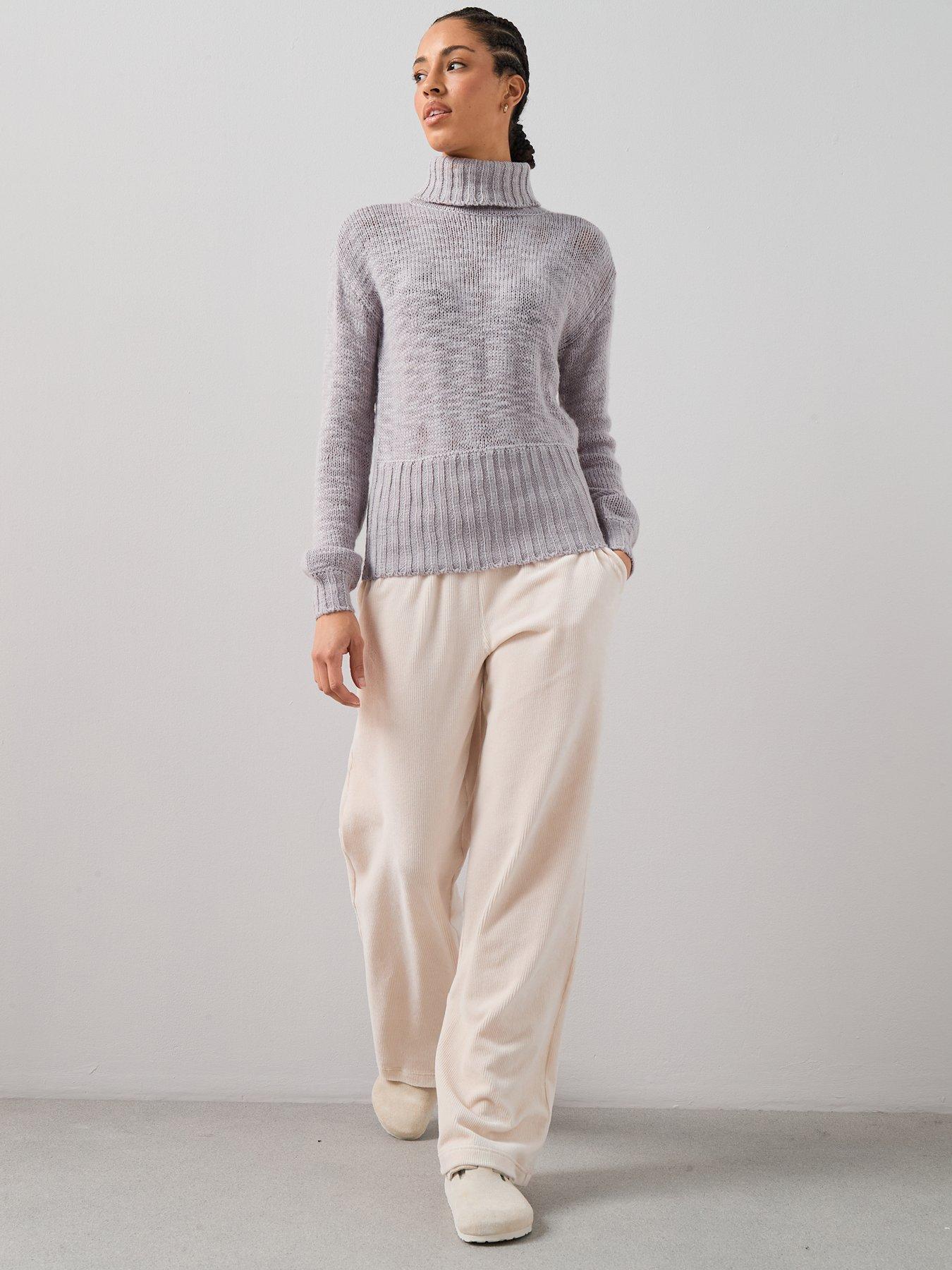 image of the-very-collection-roll-neck-sinched-waist-jumper-with-wool-lilac