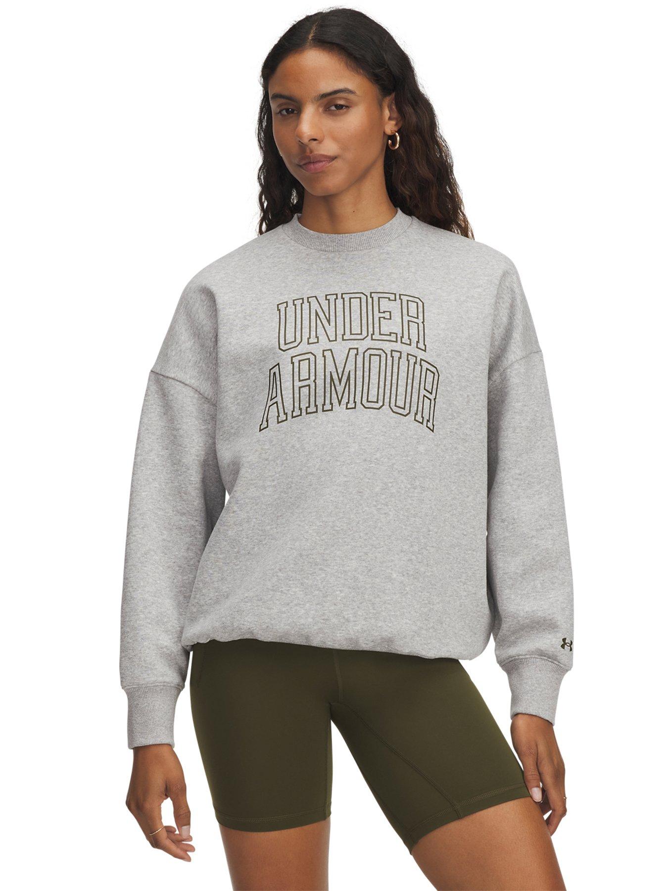 Image 1 of 2 of UNDER ARMOUR Womens Training Rival Fleece Oversized Varsity Crew Sweat - Grey