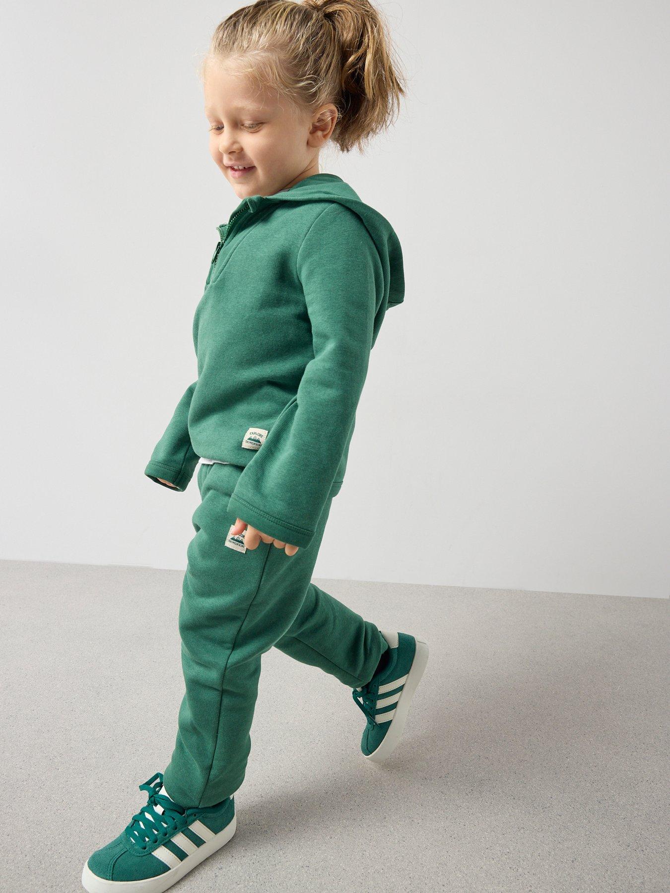 front image of the-very-collection-boys-3-piece-soft-hoodie-joggers-and-t-shirt-set-green