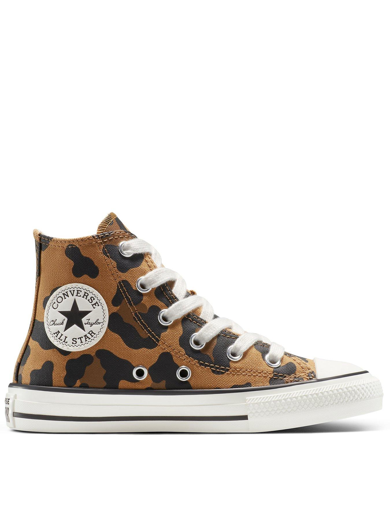  image of converse-kids-chuck-taylor-all-star-hi-tops-animal-print-brown