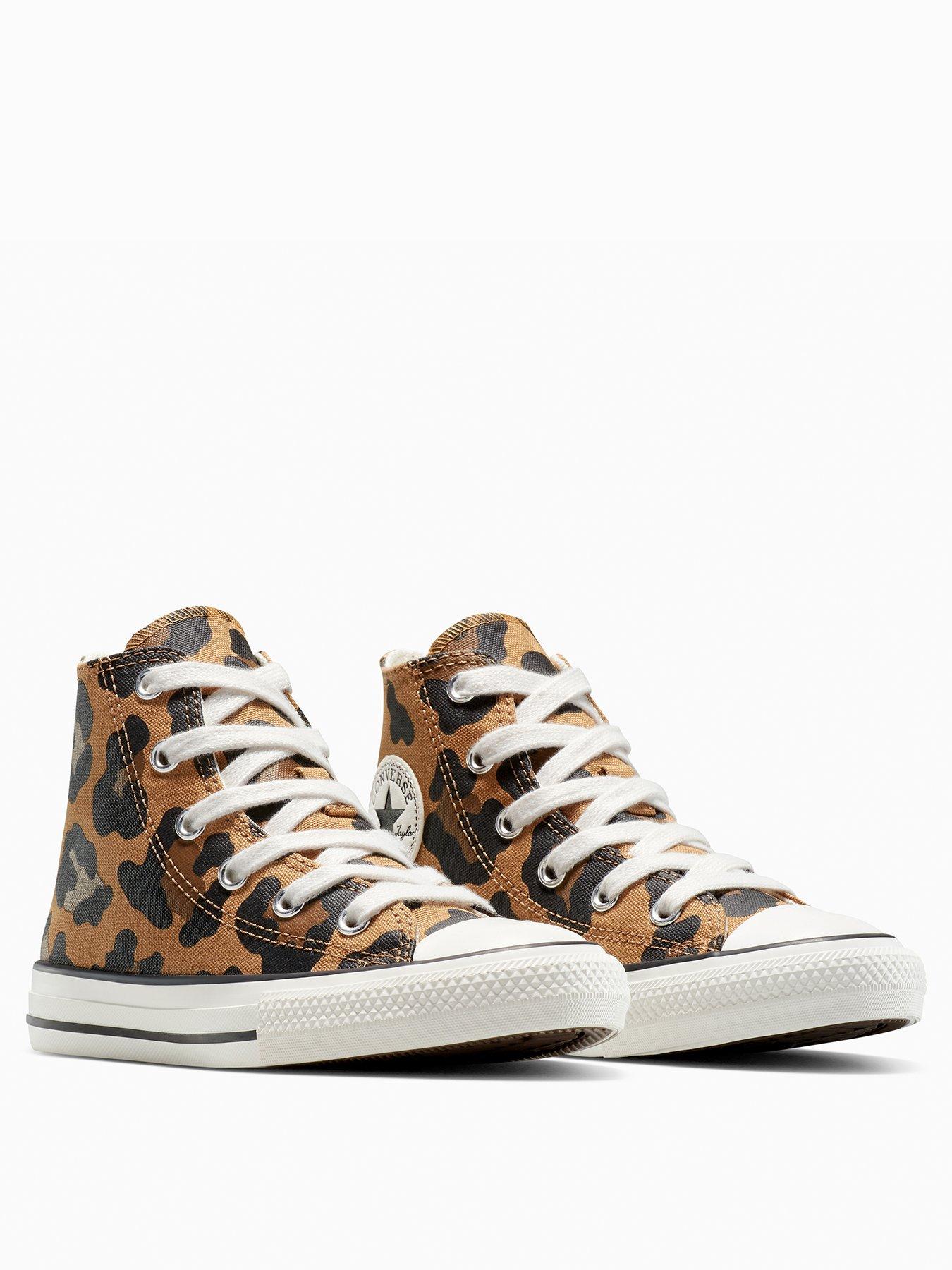  image of converse-kids-chuck-taylor-all-star-hi-tops-animal-print-brown