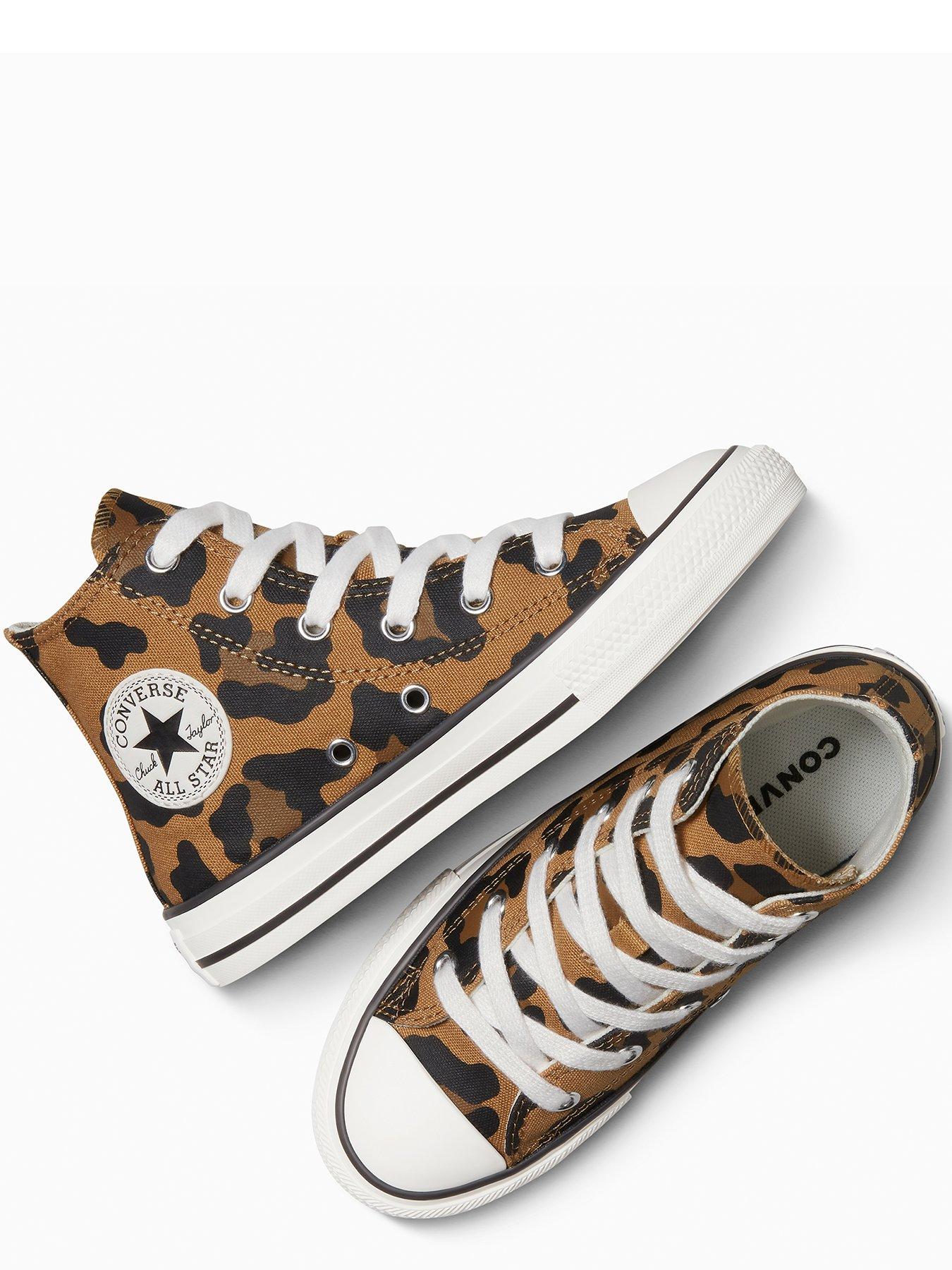  image of converse-kids-chuck-taylor-all-star-hi-tops-animal-print-brown