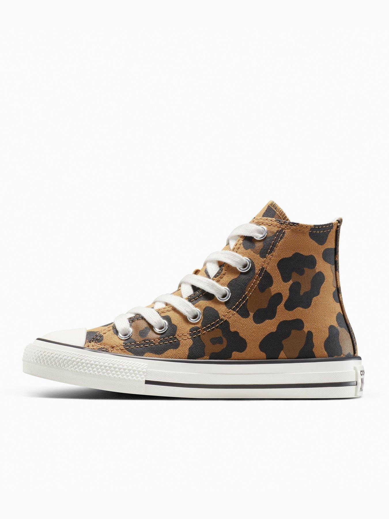  image of converse-kids-chuck-taylor-all-star-hi-tops-animal-print-brown