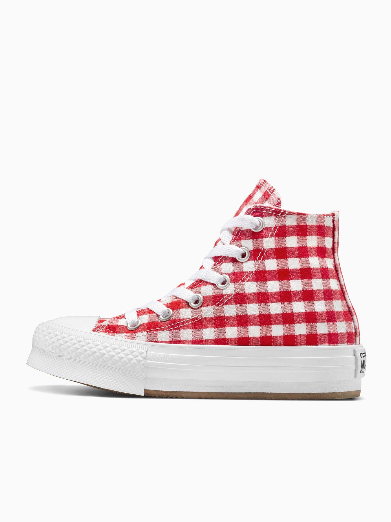 Image 7 of 7 of Converse Kids Chuck Taylor All Star Eva Lift Hi Tops - Red Gingham