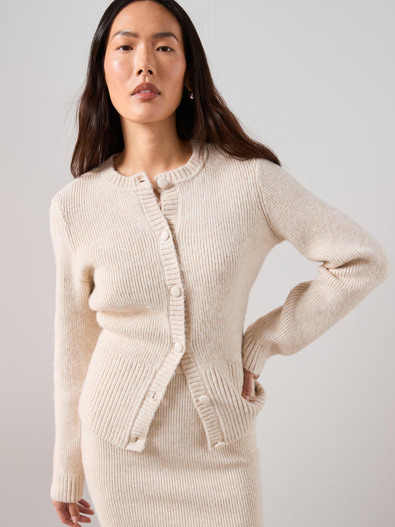 Image 1 of 7 of The Very Collection Cinched Waist Cardigan Coord - Natural