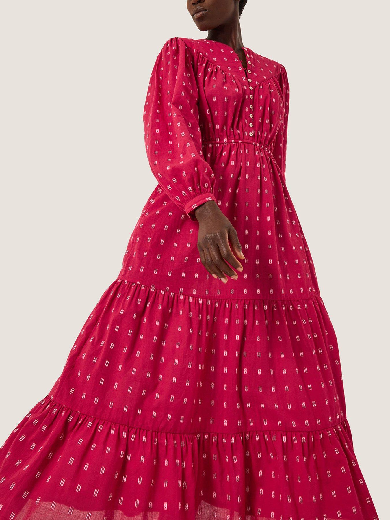  image of monsoon-poppy-dobby-dress-red