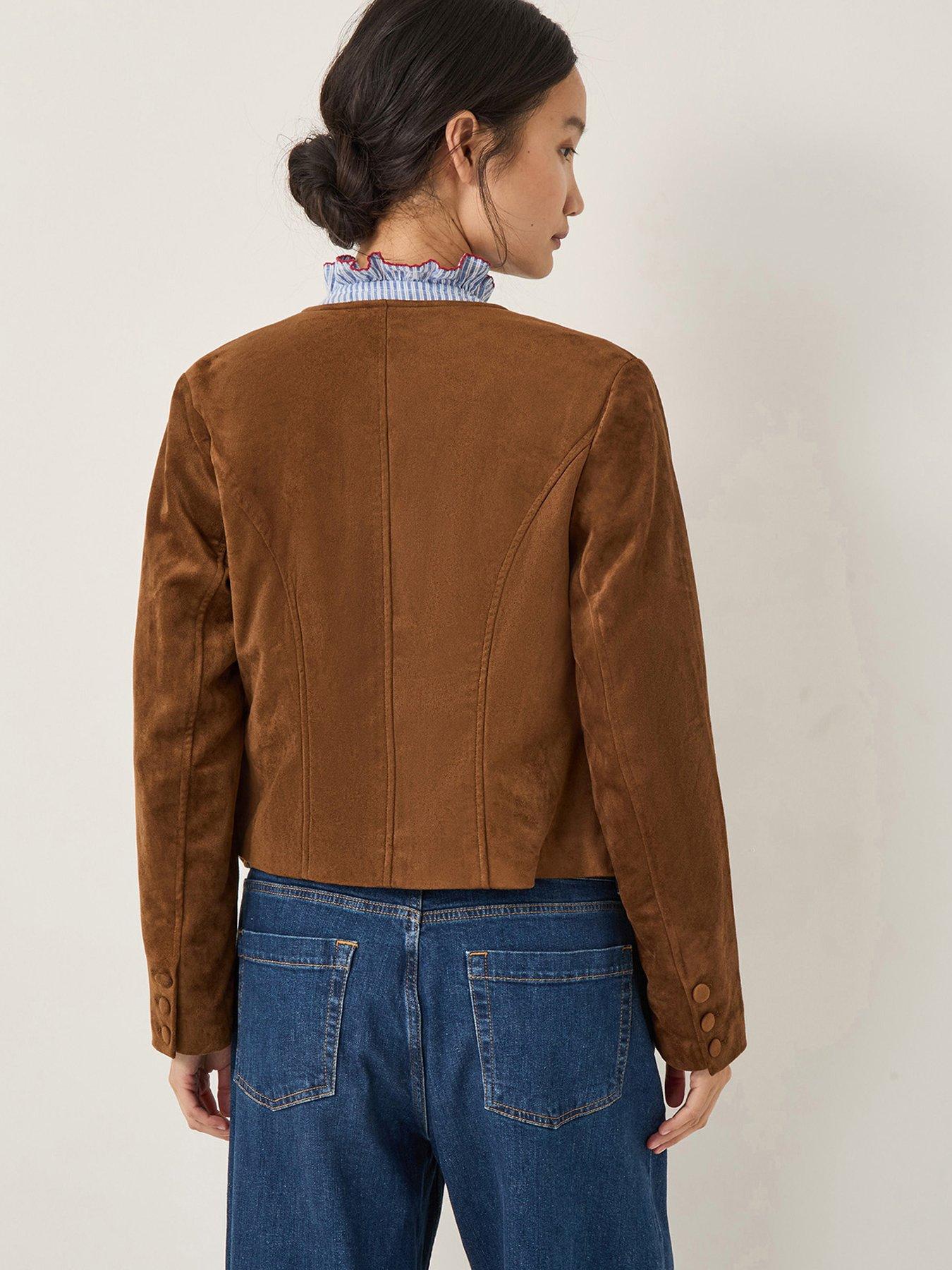  image of monsoon-isla-faux-suede-jacket-brown