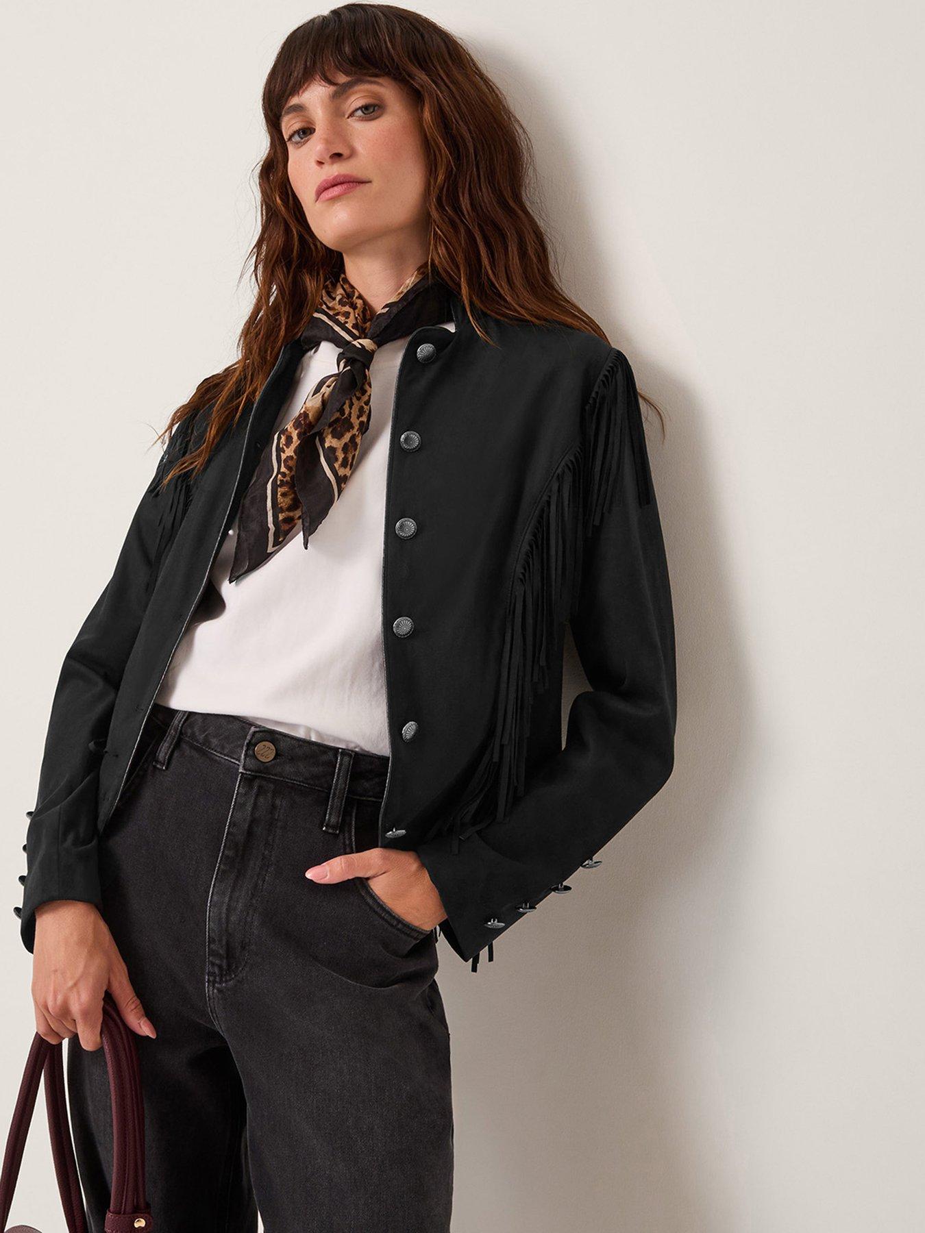undefined Salome Fringe Jacket - Black
