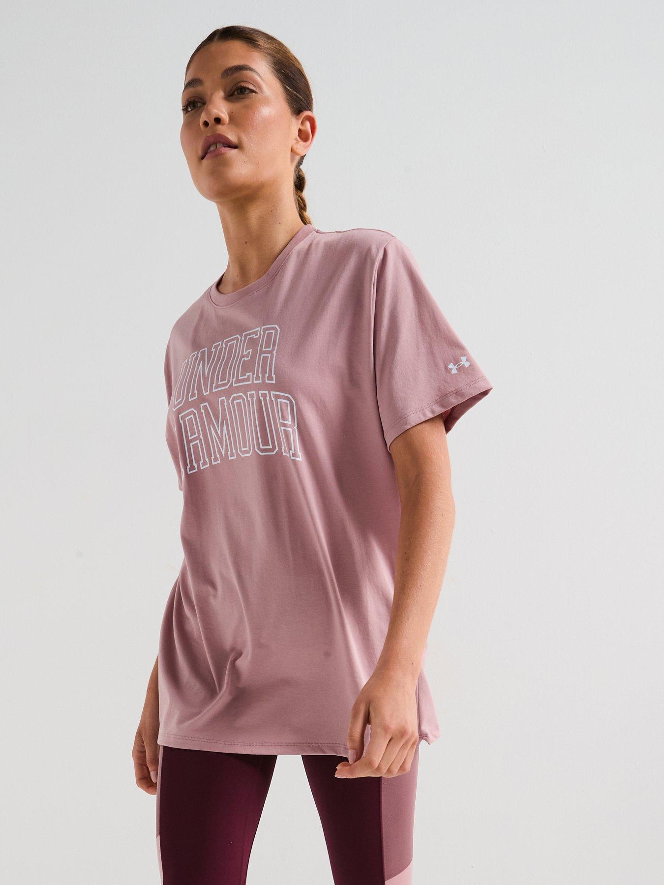 Image 1 of 6 of UNDER ARMOUR Womens Training Rival Oversized Campus Tee - Pink