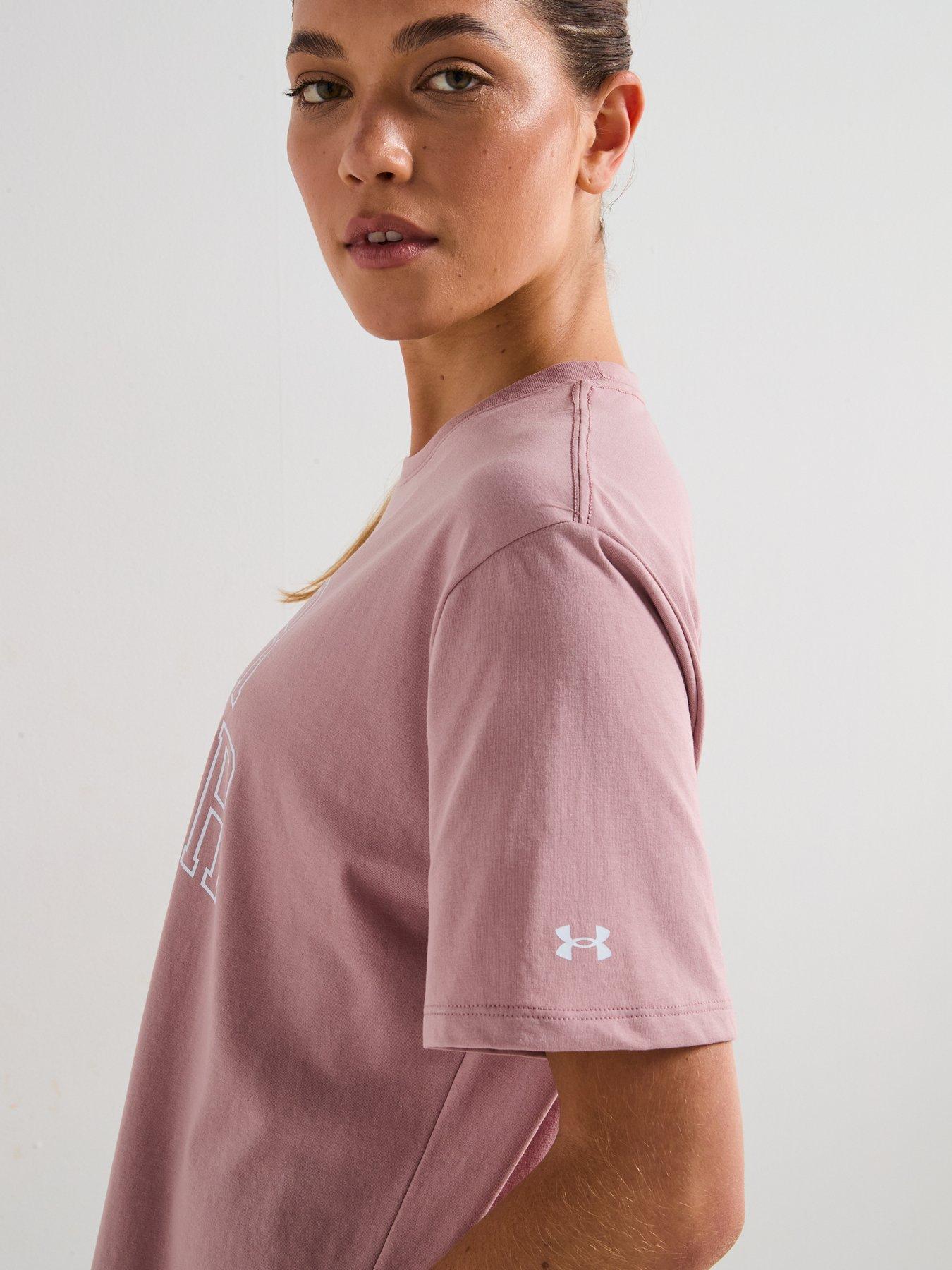 Image 4 of 6 of UNDER ARMOUR Womens Training Rival Oversized Campus Tee - Pink