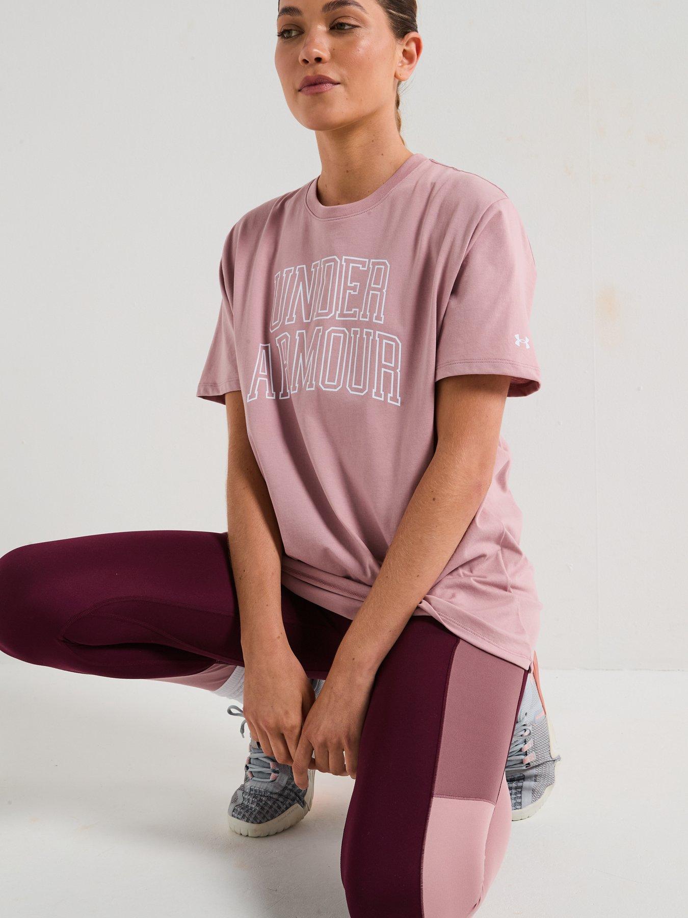 Image 5 of 6 of UNDER ARMOUR Womens Training Rival Oversized Campus Tee - Pink