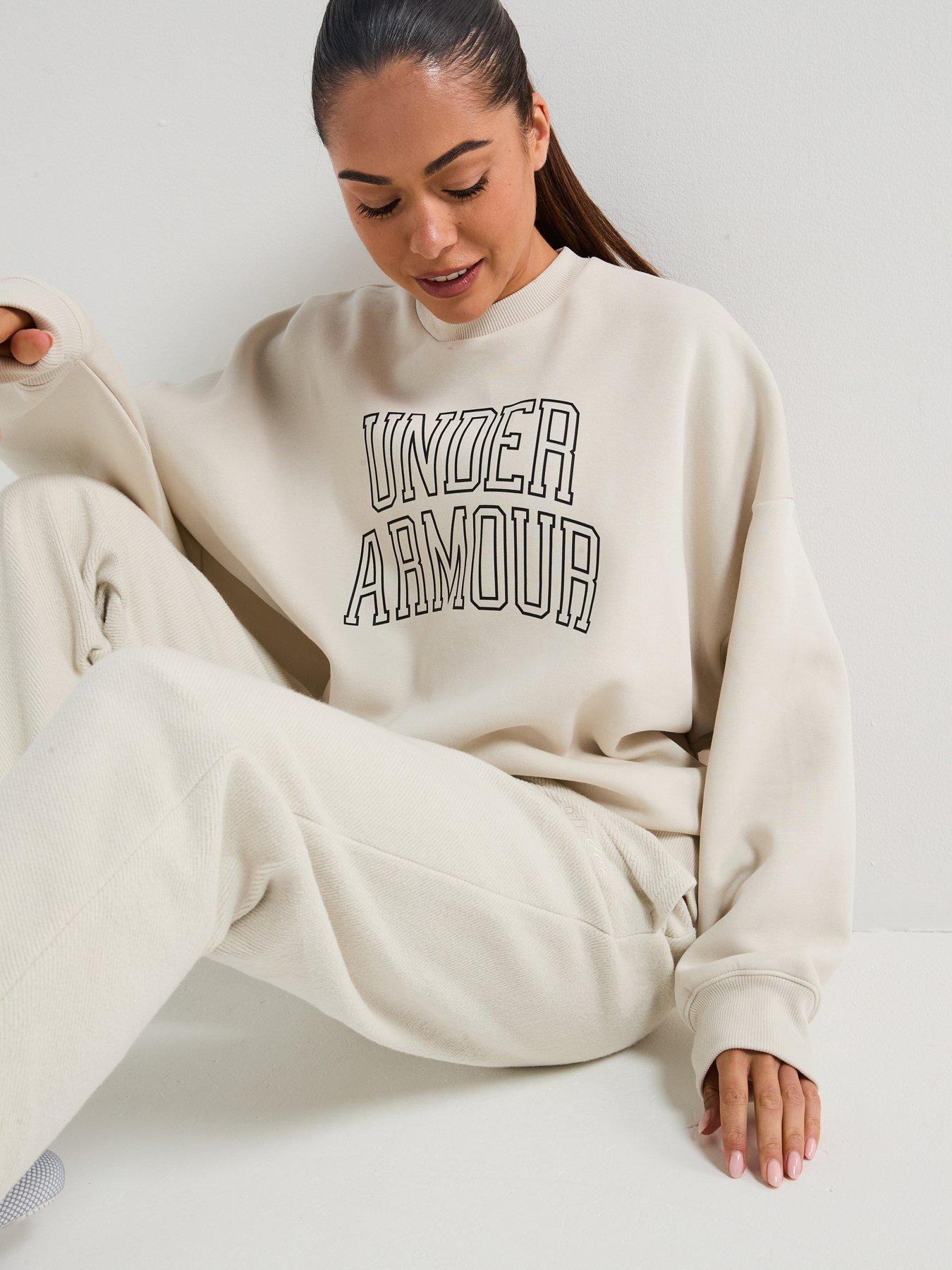 undefined Womens Training Rival Fleece Oversized Varsity Crew Sweat - White