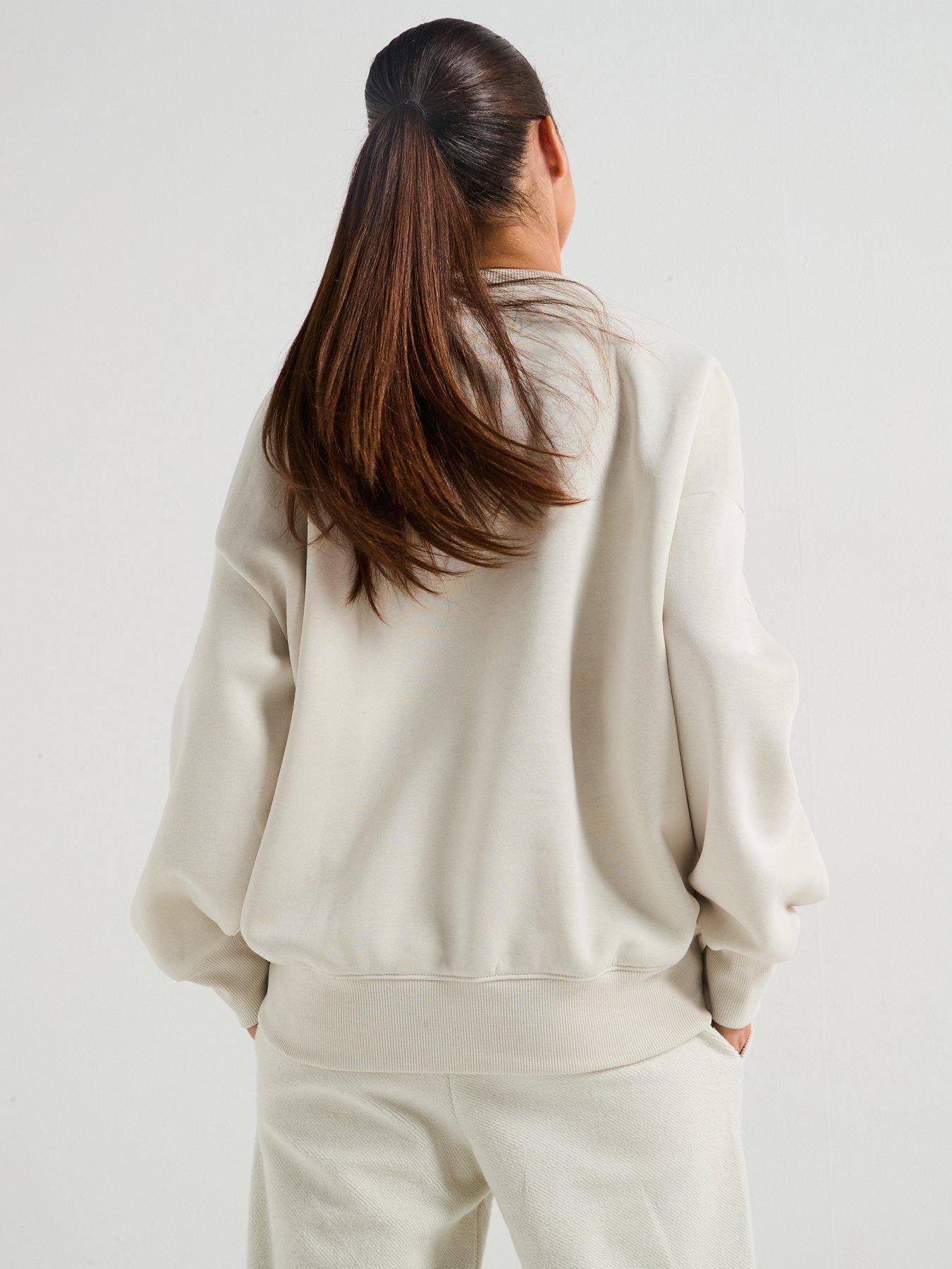 Image 2 of 6 of UNDER ARMOUR Womens Training Rival Fleece Oversized Varsity Crew Sweat - White