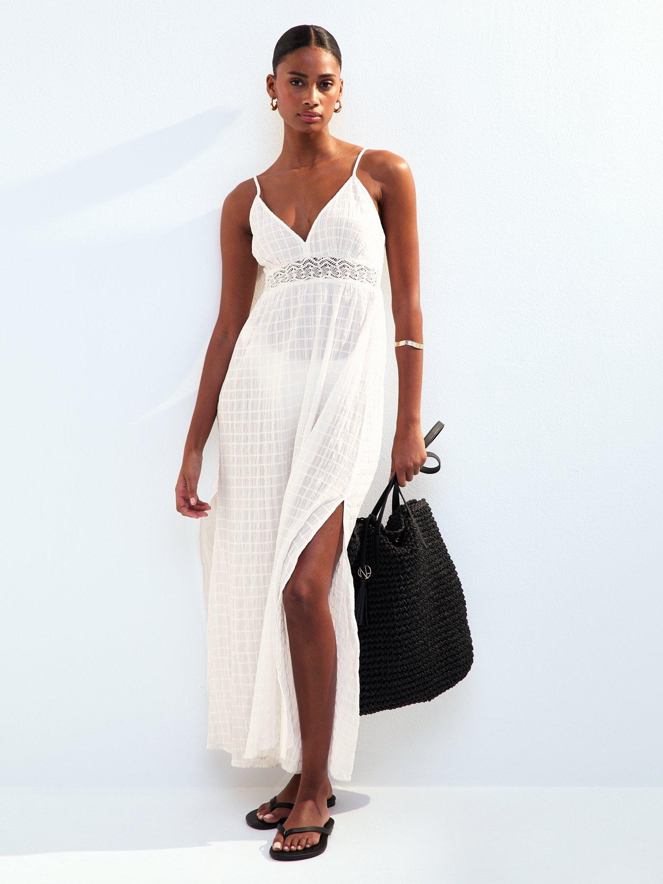 undefined Lace Insert Cotton Maxi - White