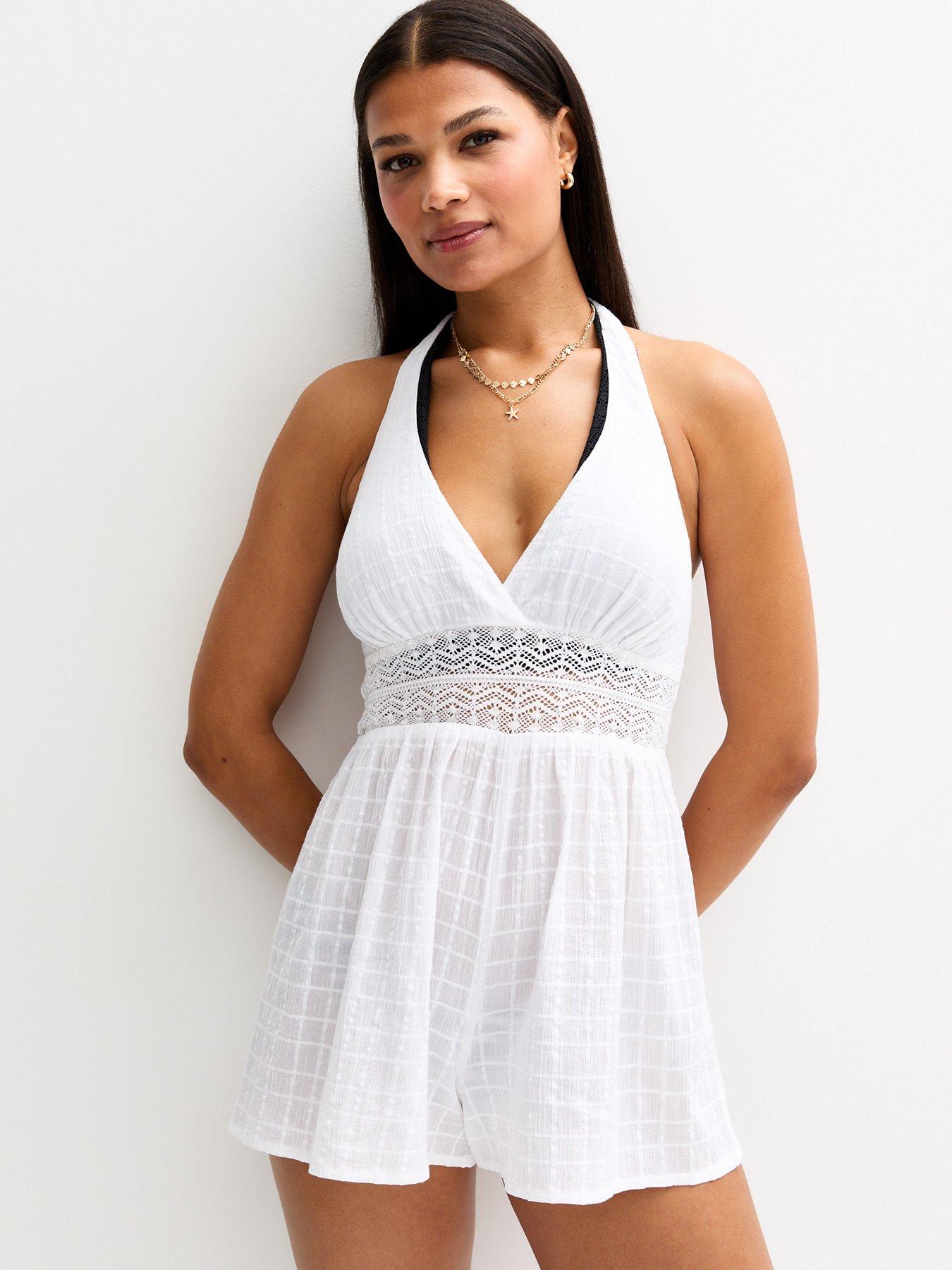 undefined White Lace Insert Cover Up Playsuit