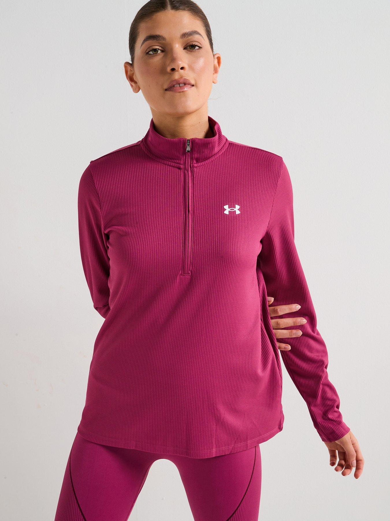 Image 1 of 6 of UNDER ARMOUR Womens Training Tech Rib 1/2 Zip Top - Burgundy