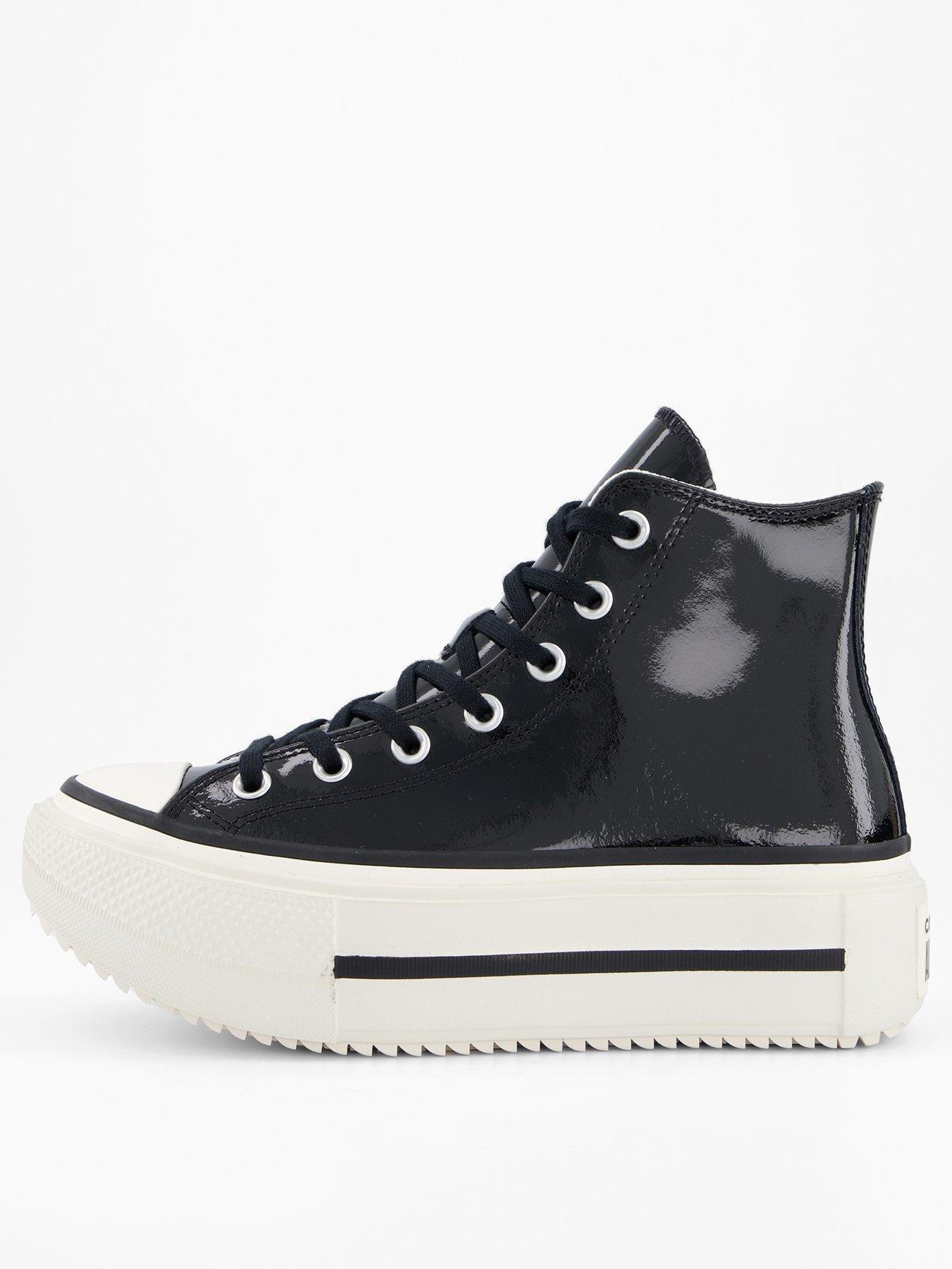 undefined Womens Converse Chuck Taylor All Star Lift Double Stack Platform Patent Leather High Top -Black