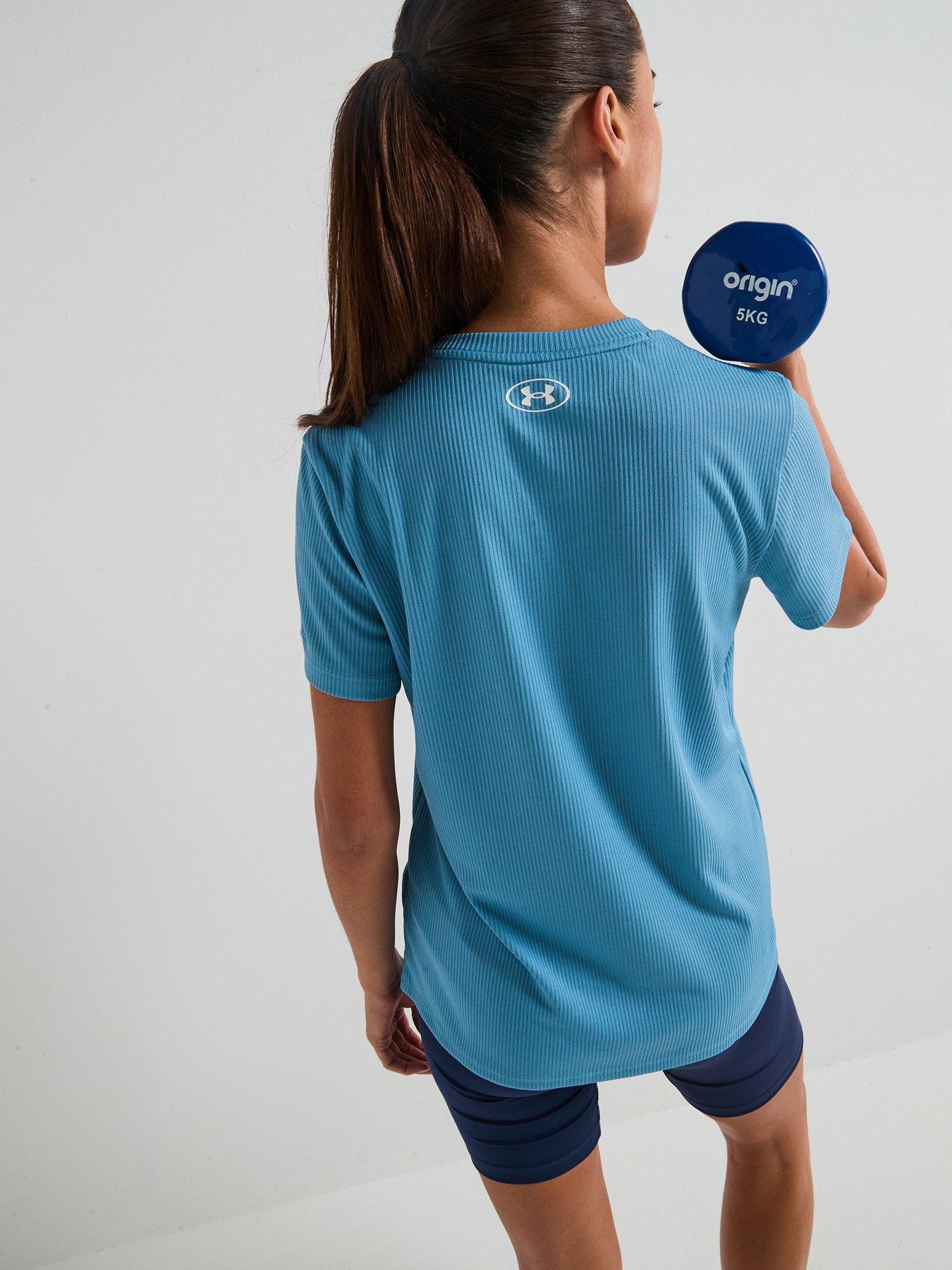 stillFront image of under-armour-womens-training-tech-rib-t-shirt-blue