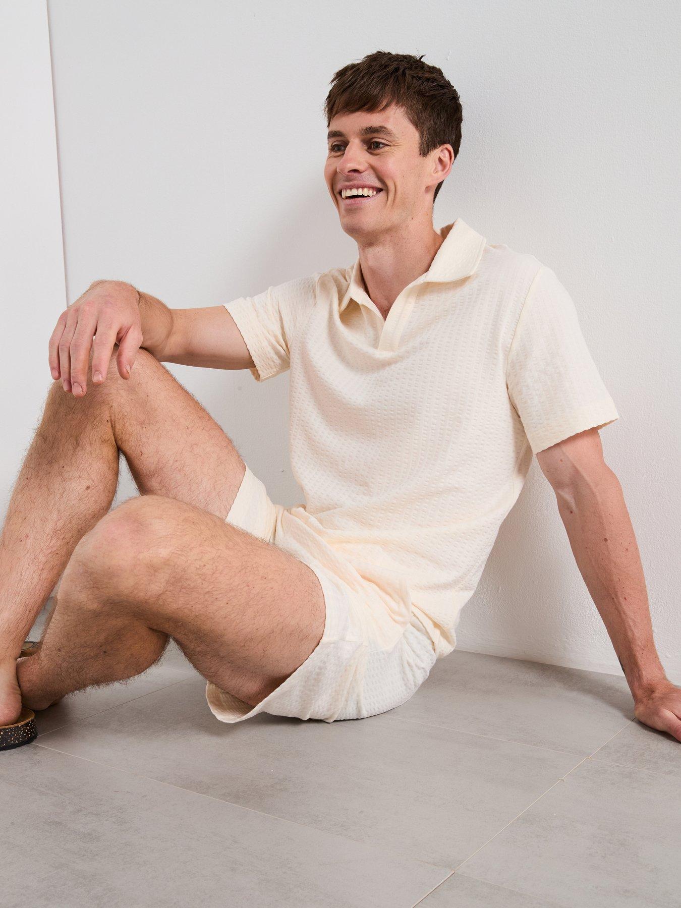 undefined Serpolo Short Sleeve Textured Polo Shirt - Light Beige