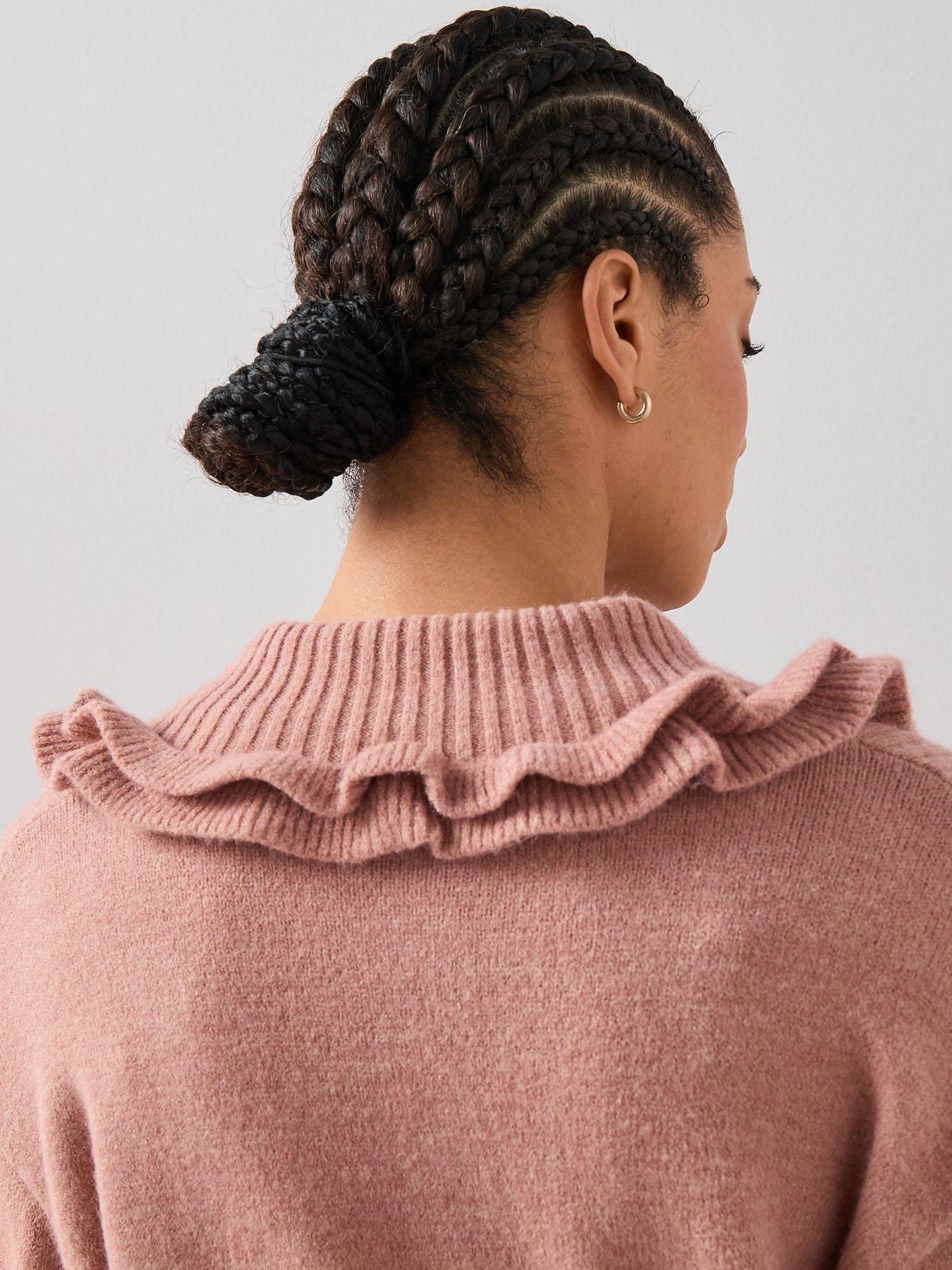 Image 5 of 7 of The Very Collection Frill Collared Cardigan With Wool - Pink