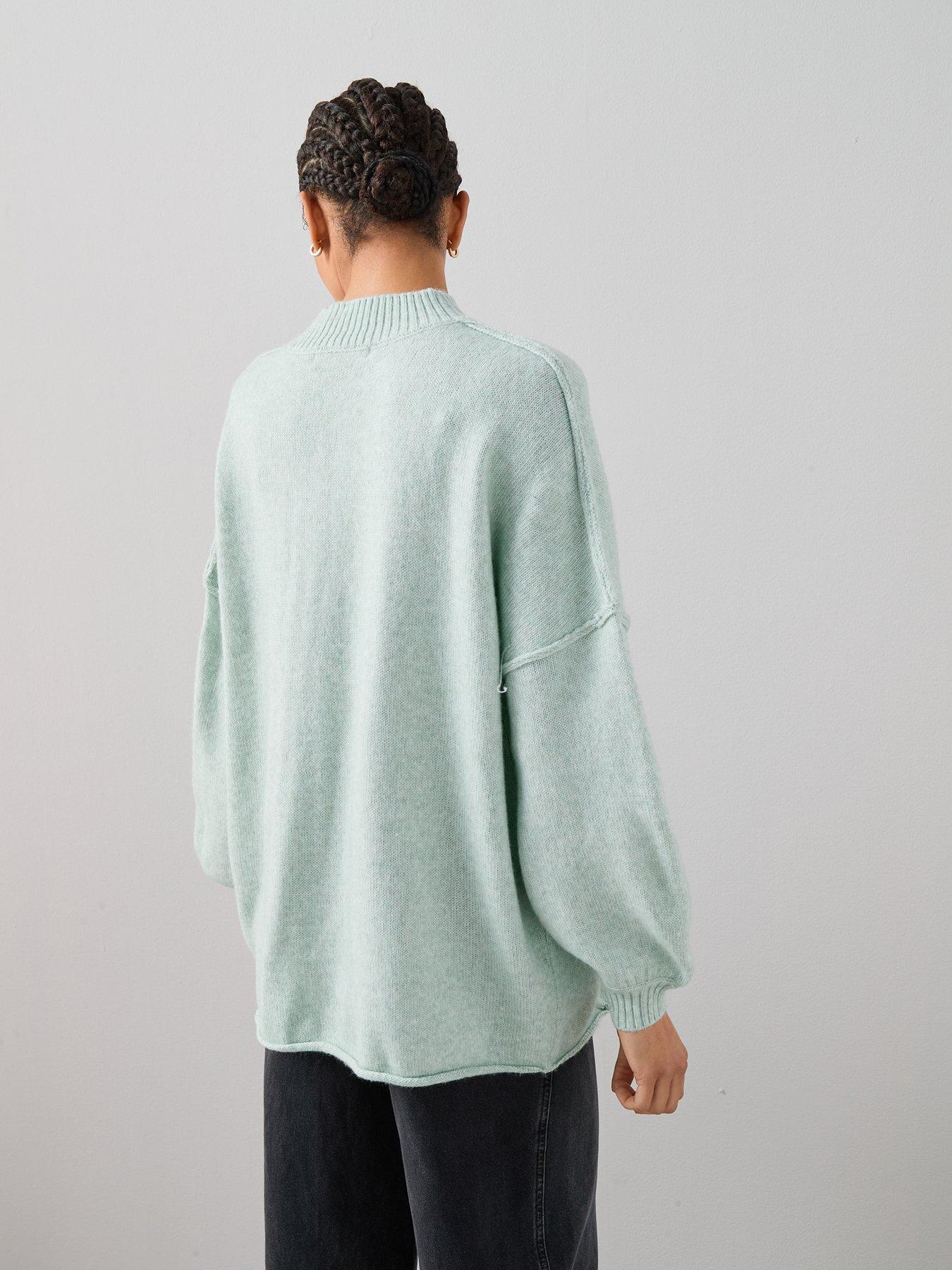 Image 2 of 7 of The Very Collection Timeless Yarn Oversized Balloon Sleeve Jumper - Mint Green