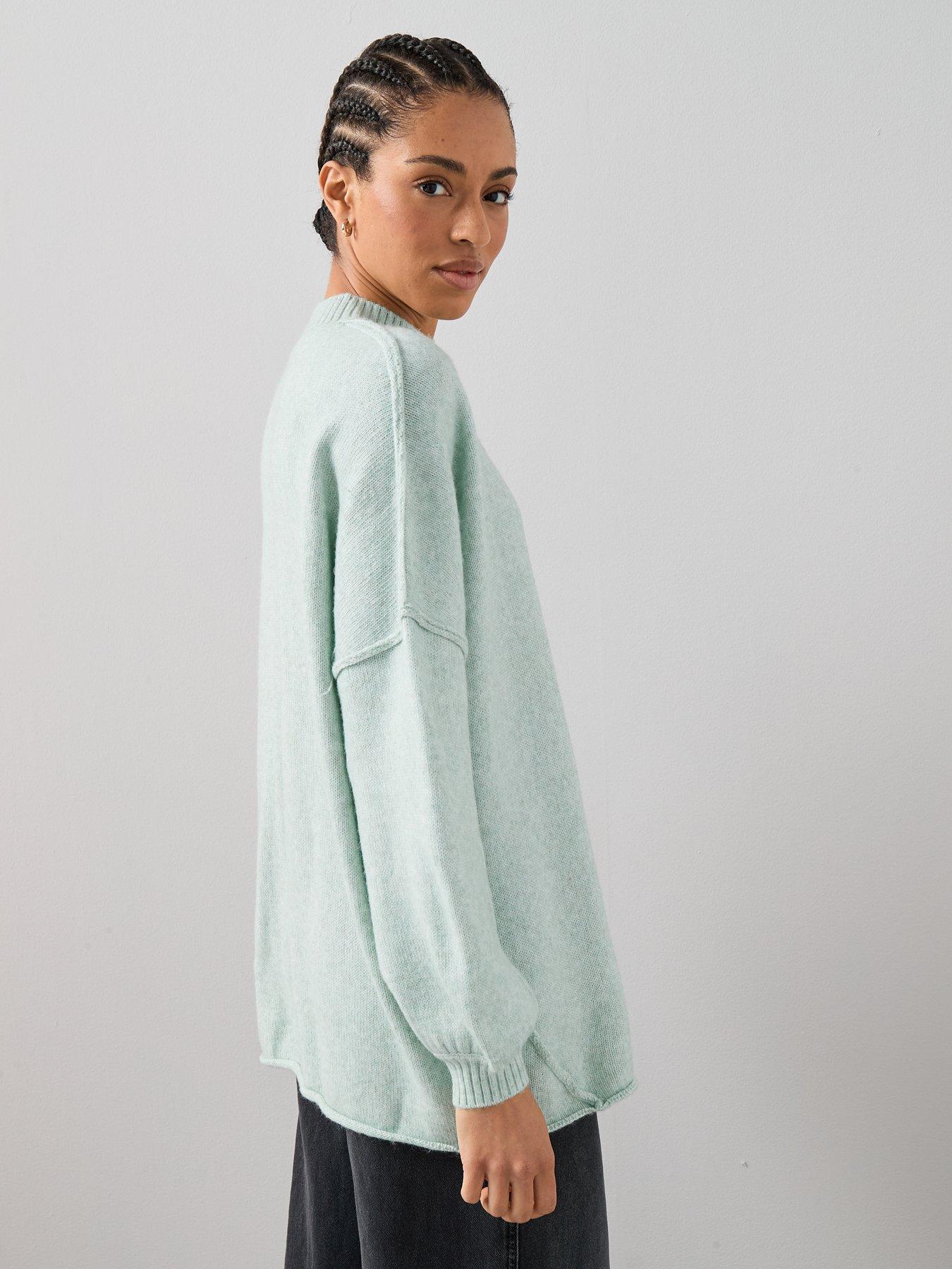 Image 6 of 7 of The Very Collection Timeless Yarn Oversized Balloon Sleeve Jumper - Mint Green