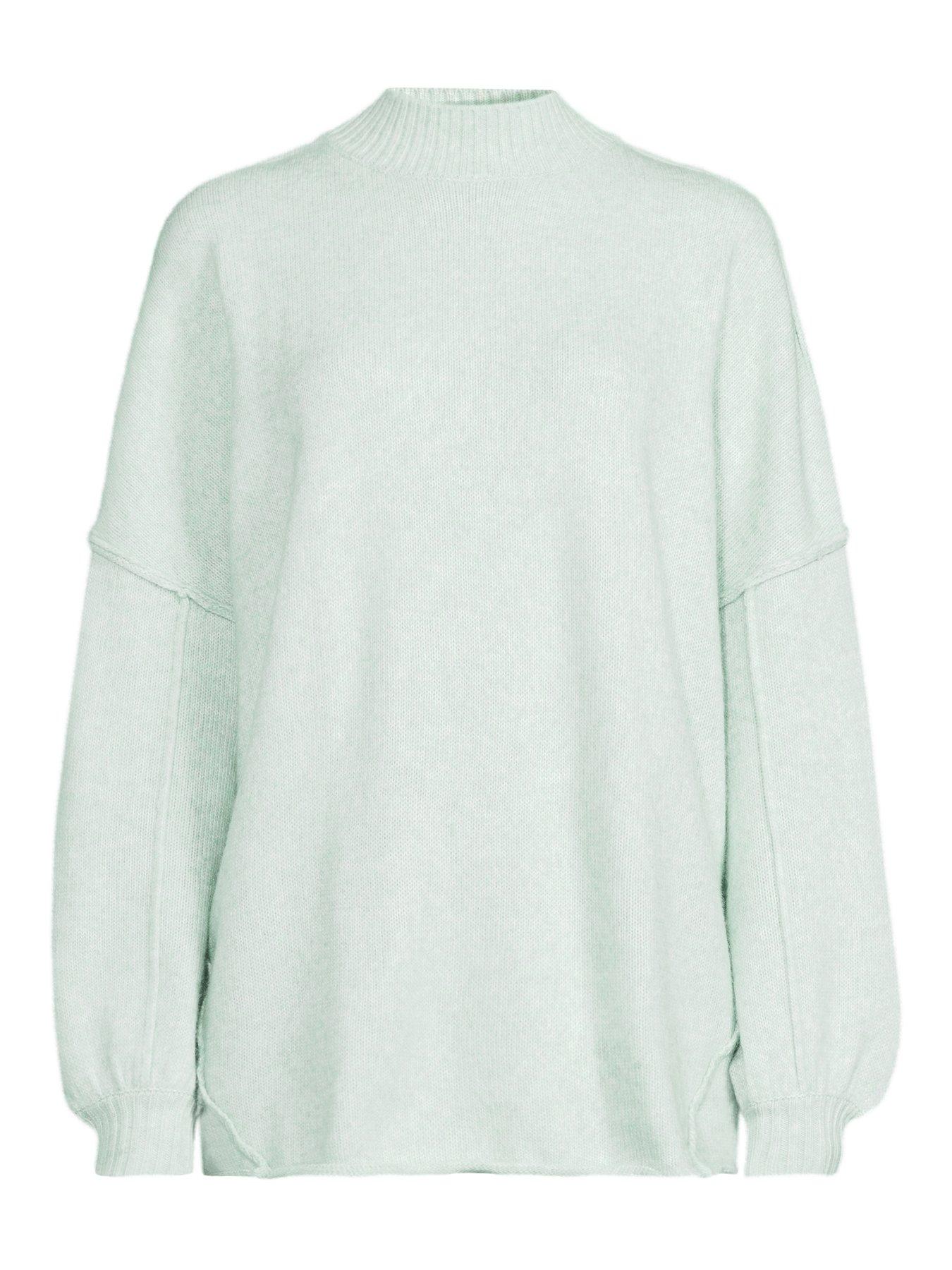 Image 7 of 7 of The Very Collection Timeless Yarn Oversized Balloon Sleeve Jumper - Mint Green