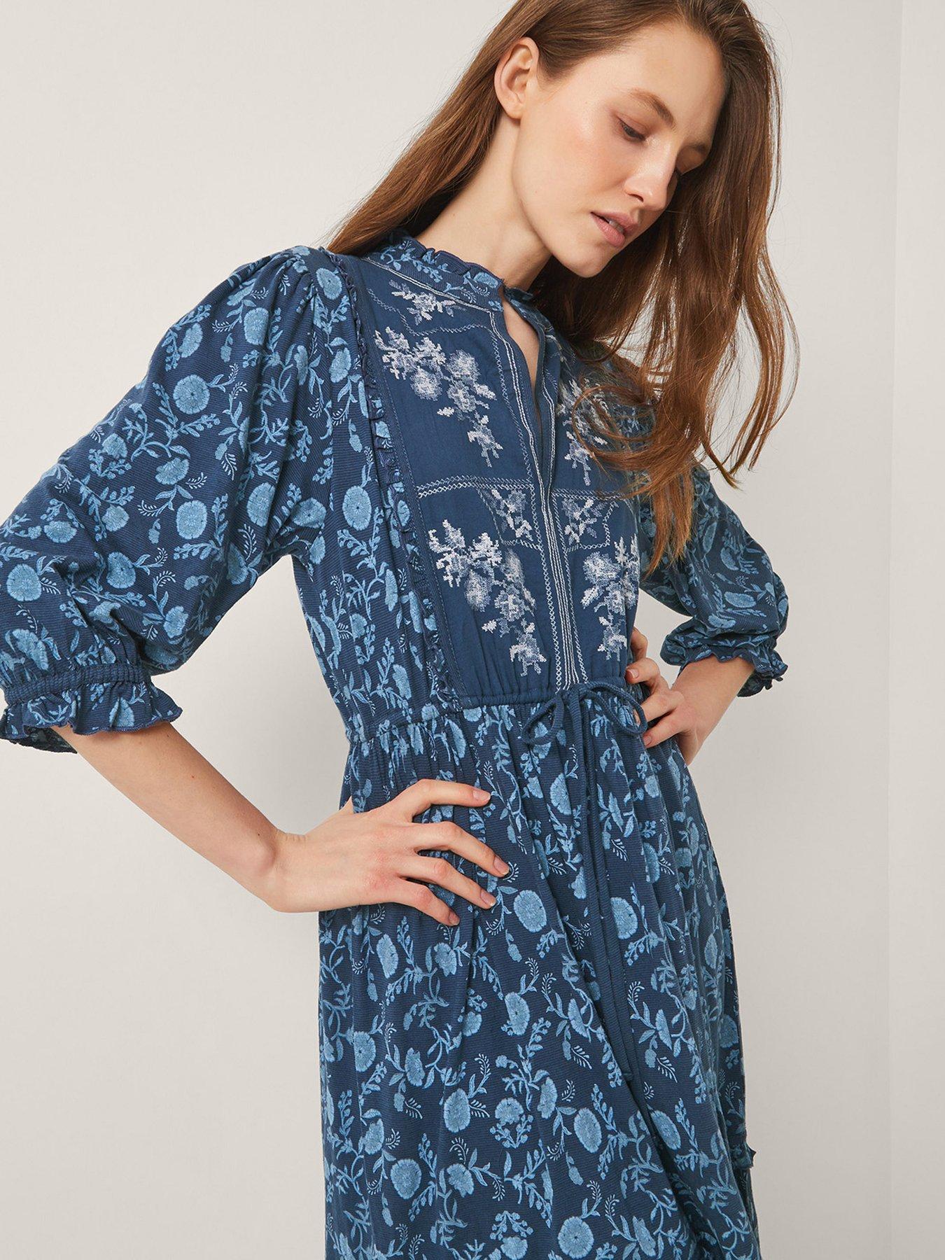 Image 4 of 5 of Monsoon Sofia Print Jersey Dress - Blue