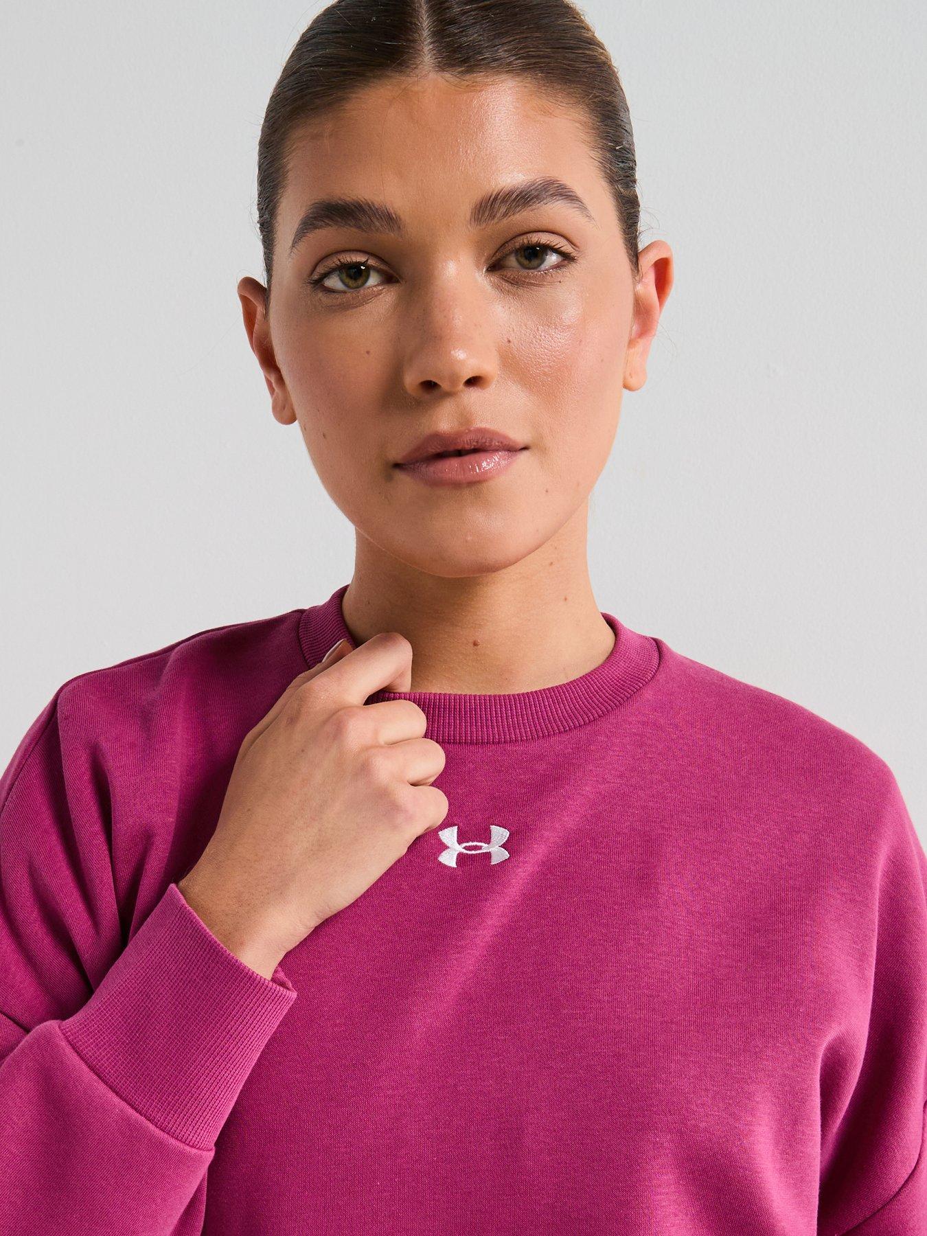 Image 4 of 6 of UNDER ARMOUR Womens Training Rival Fleece Oversized Crew Sweat - Burgundy