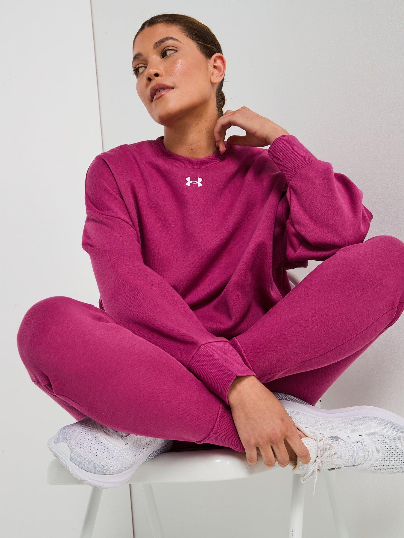 Image 5 of 6 of UNDER ARMOUR Womens Training Rival Fleece Oversized Crew Sweat - Burgundy