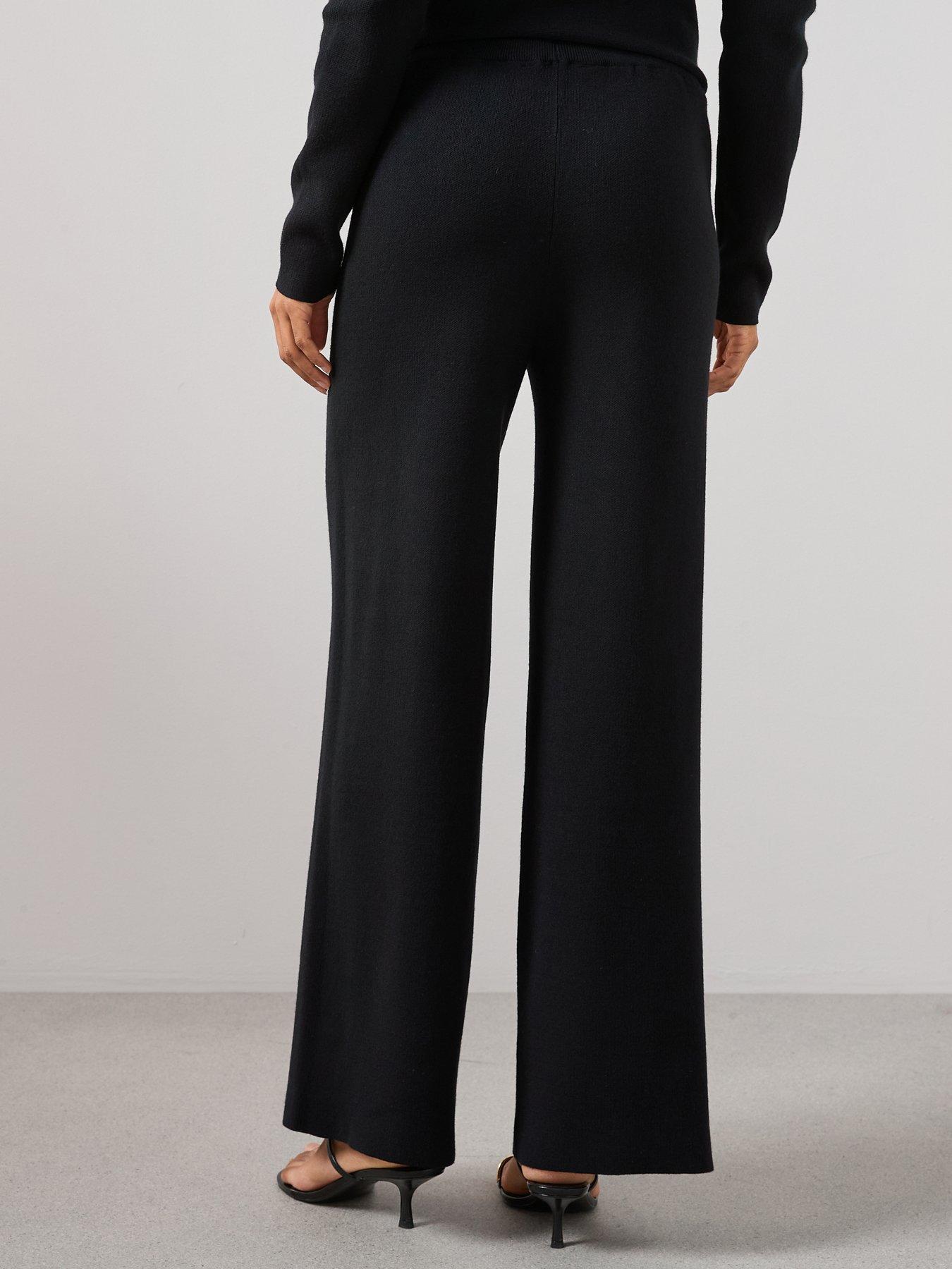 Image 2 of 6 of The Very Collection Wide Leg Knitted Trouser Co Ord - Black