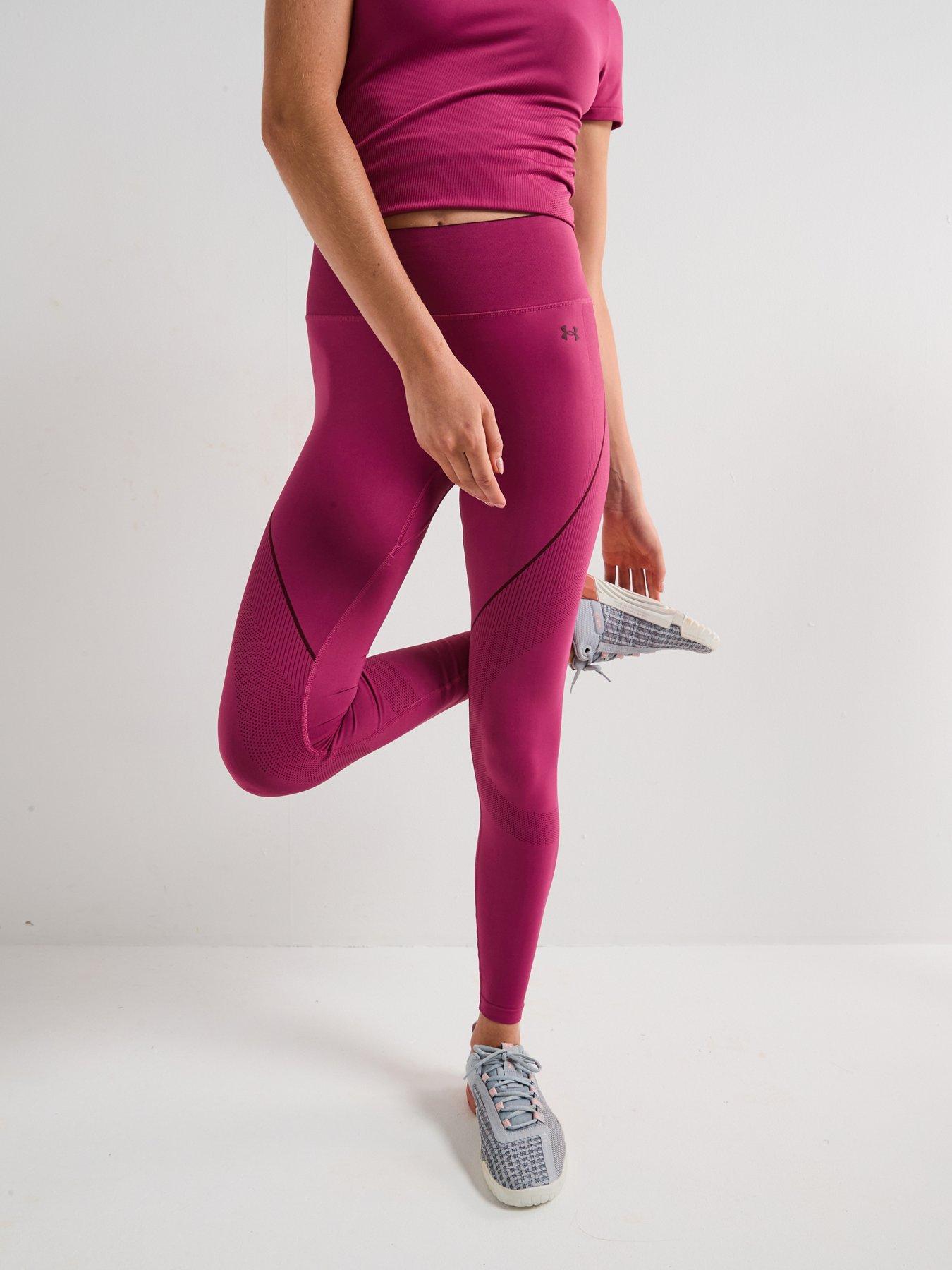 front image of under-armour-womens-training-vanish-seamless-tights-burgundy