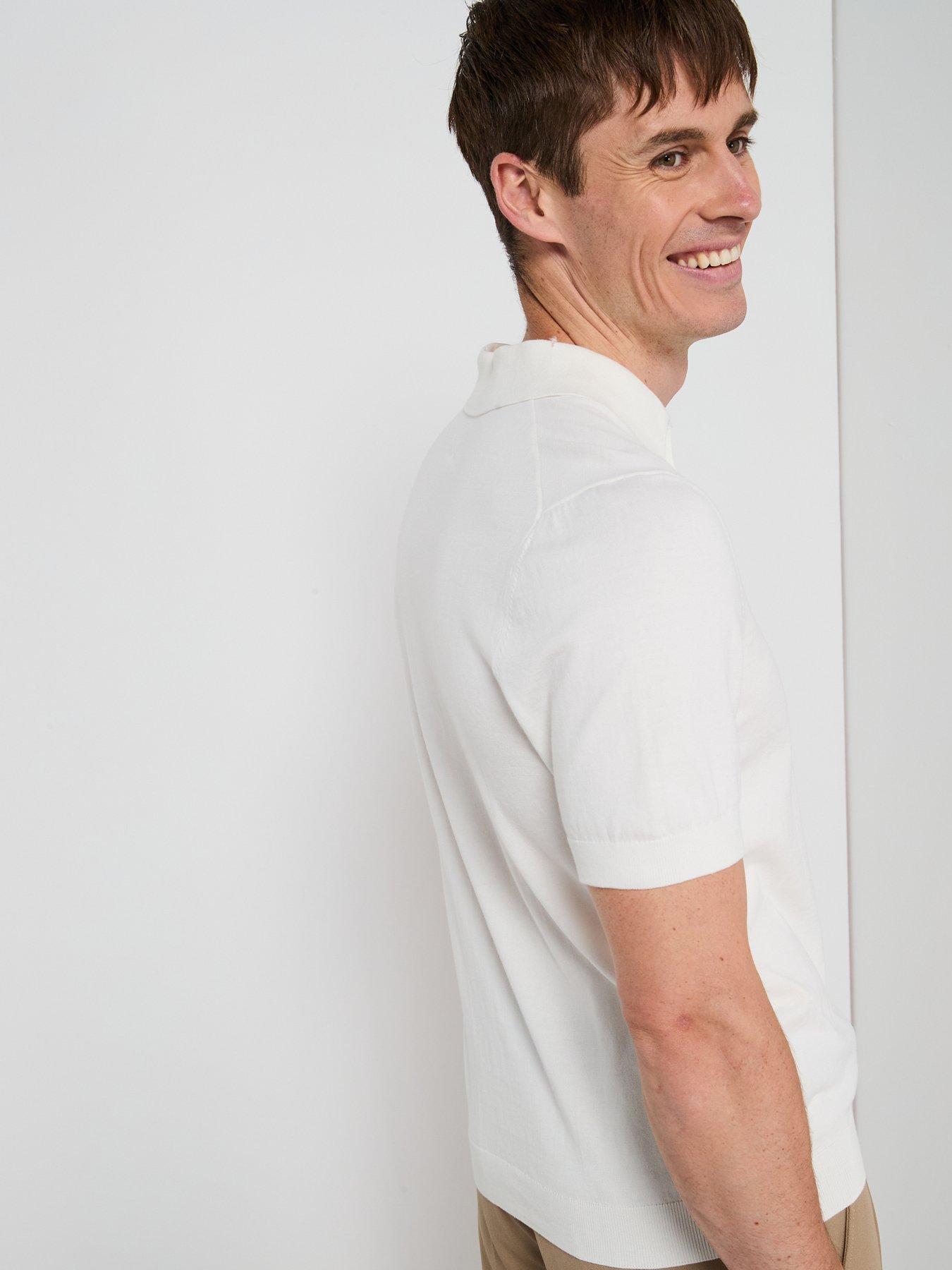  image of mango-arraona-short-sleeve-polo-shirt-cream