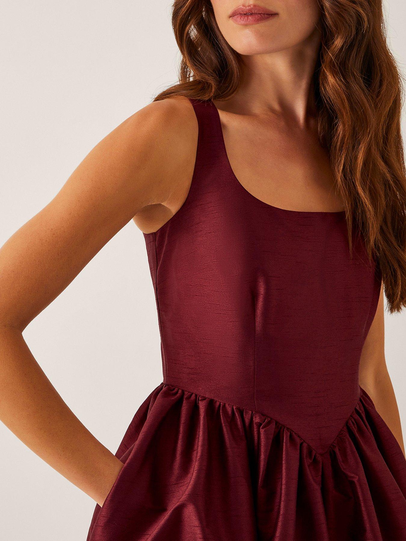 Image 3 of 4 of Monsoon Mya Burgundy Dress - Burgundy