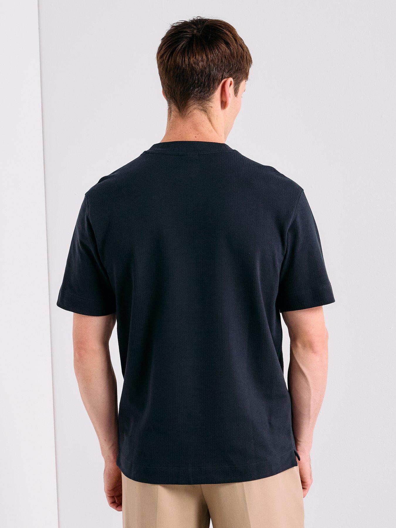Image 2 of 6 of Mango Algarvet Textured T-Shirt - Navy