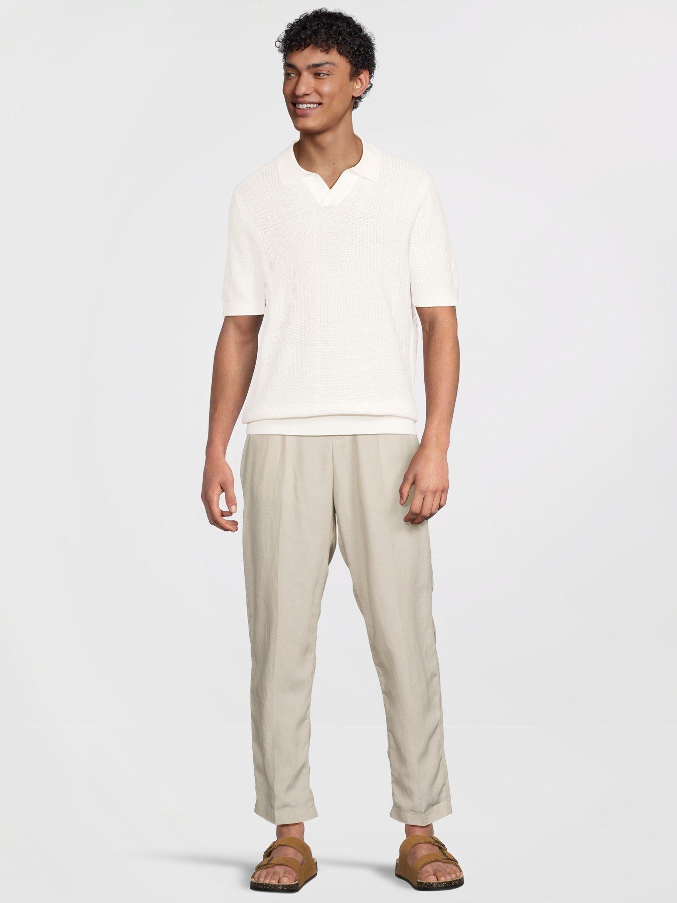 Image 3 of 5 of Mango Fluid Knitted Cotton Short Sleeve Polo Shirt - Cream