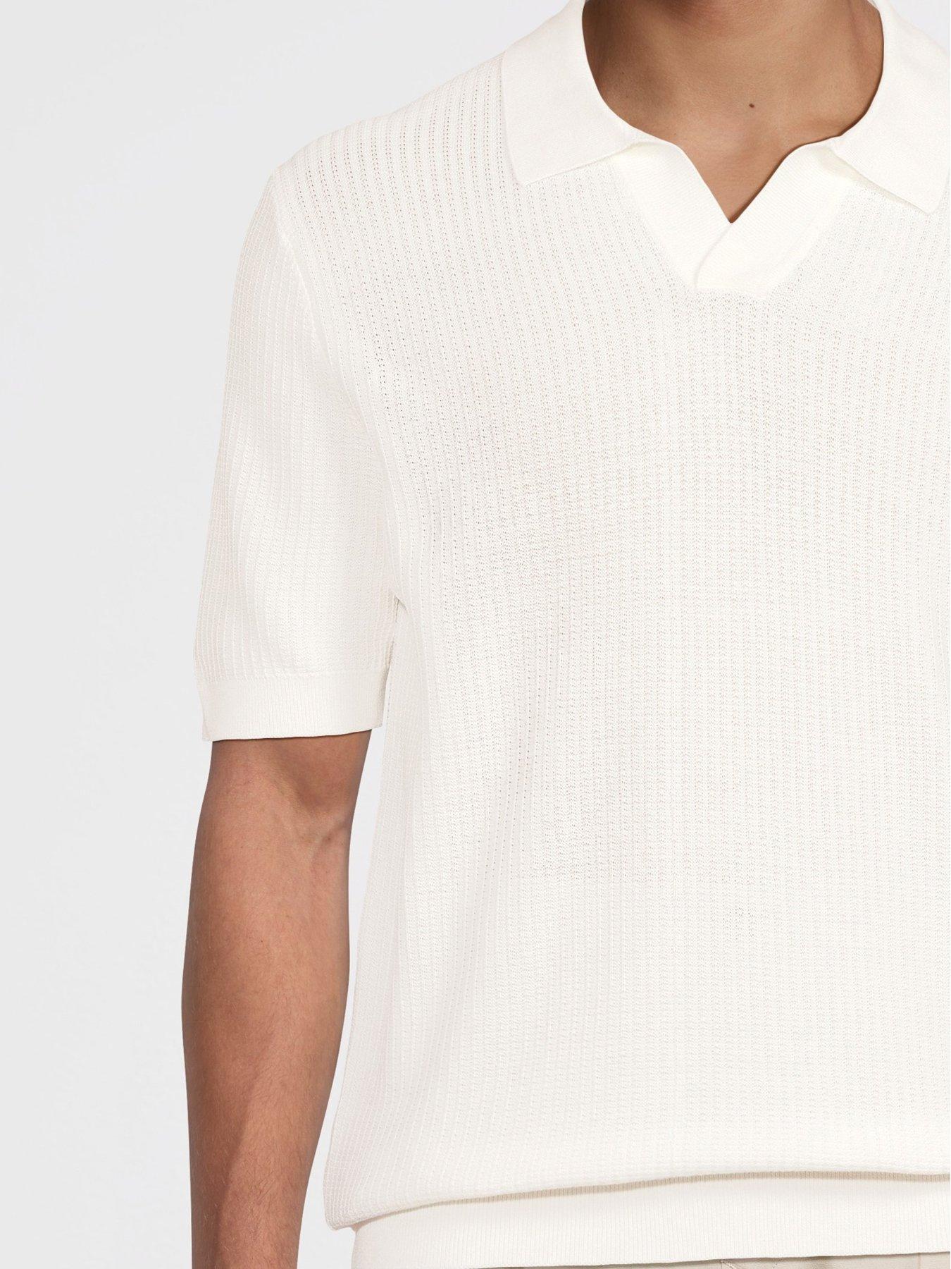 Image 4 of 5 of Mango Fluid Knitted Cotton Short Sleeve Polo Shirt - Cream