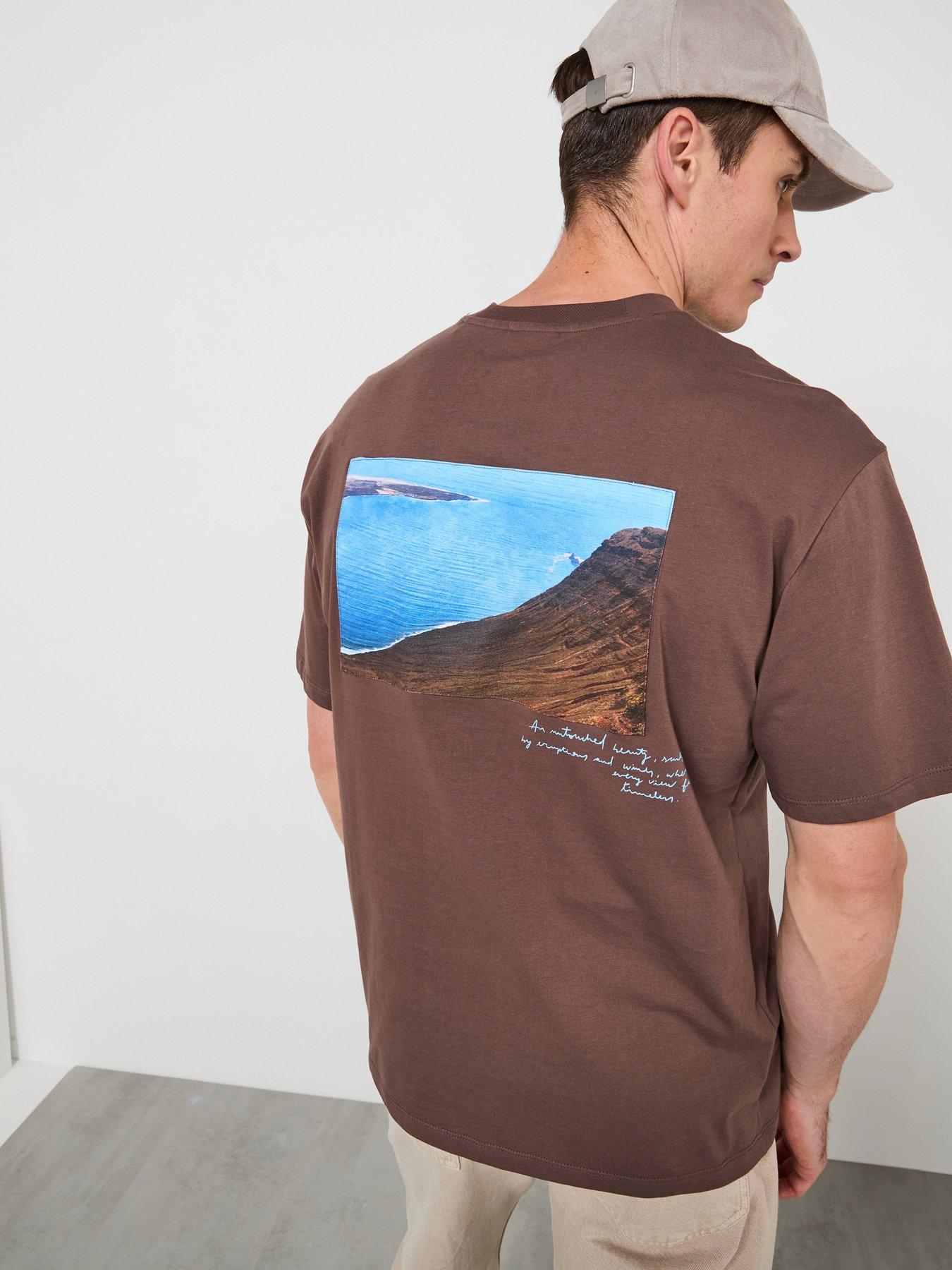 image of mango-canon-back-graphic-short-t-shirt-brown