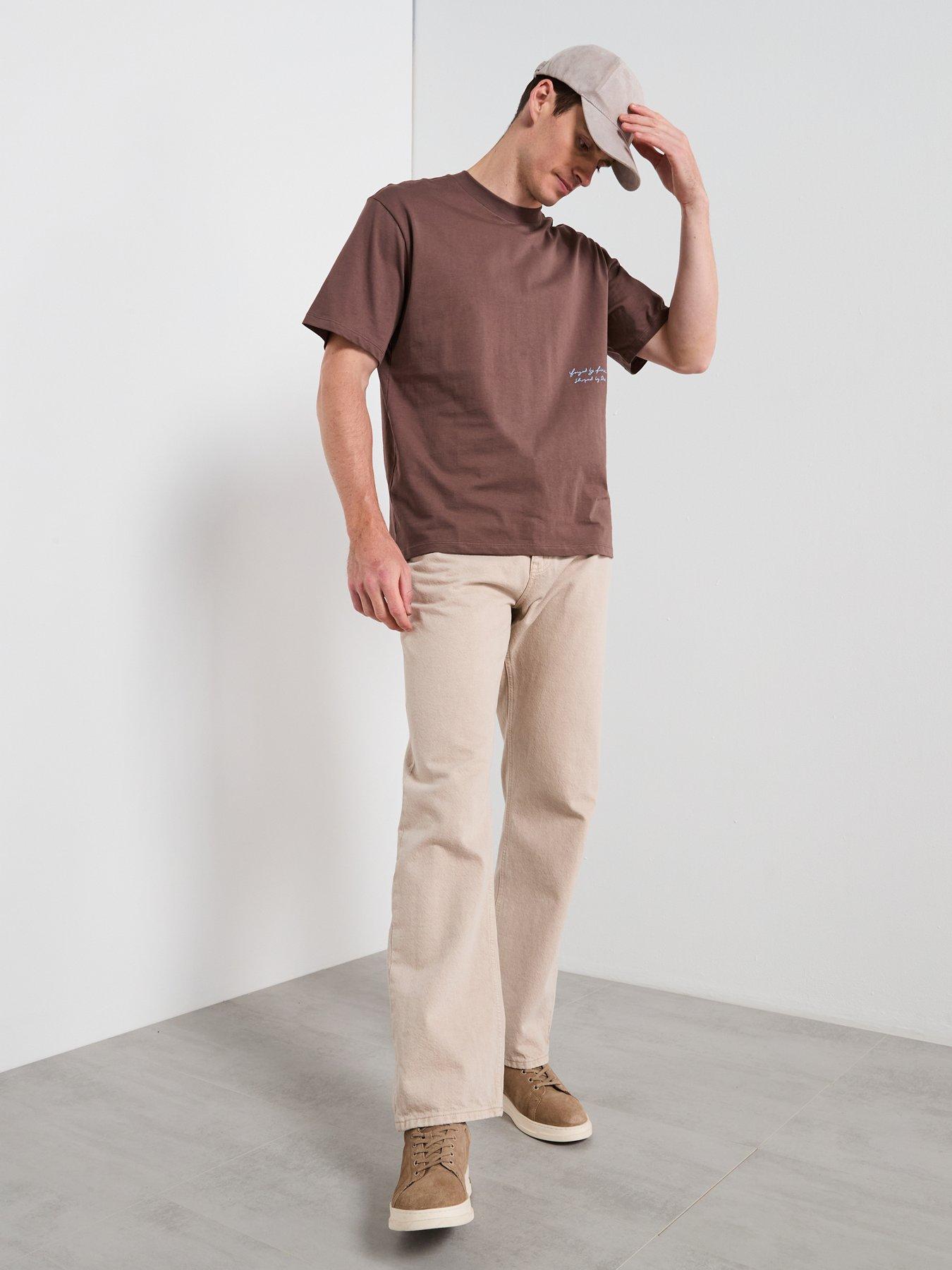  image of mango-canon-back-graphic-short-t-shirt-brown