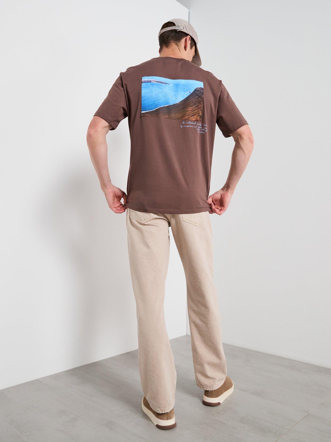  image of mango-canon-back-graphic-short-t-shirt-brown