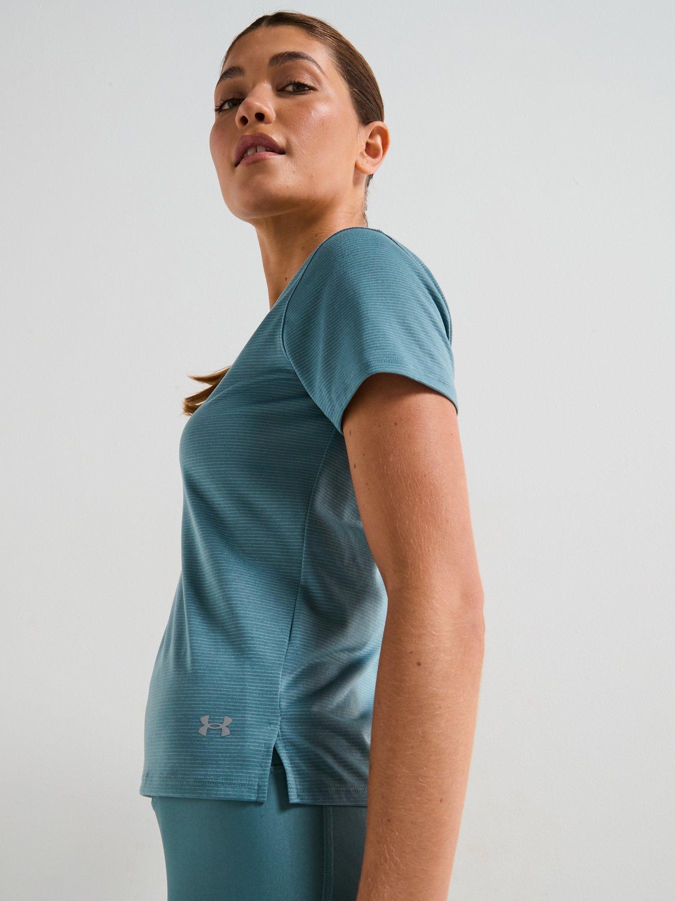 front image of under-armour-womens-running-launch-t-shirt-green