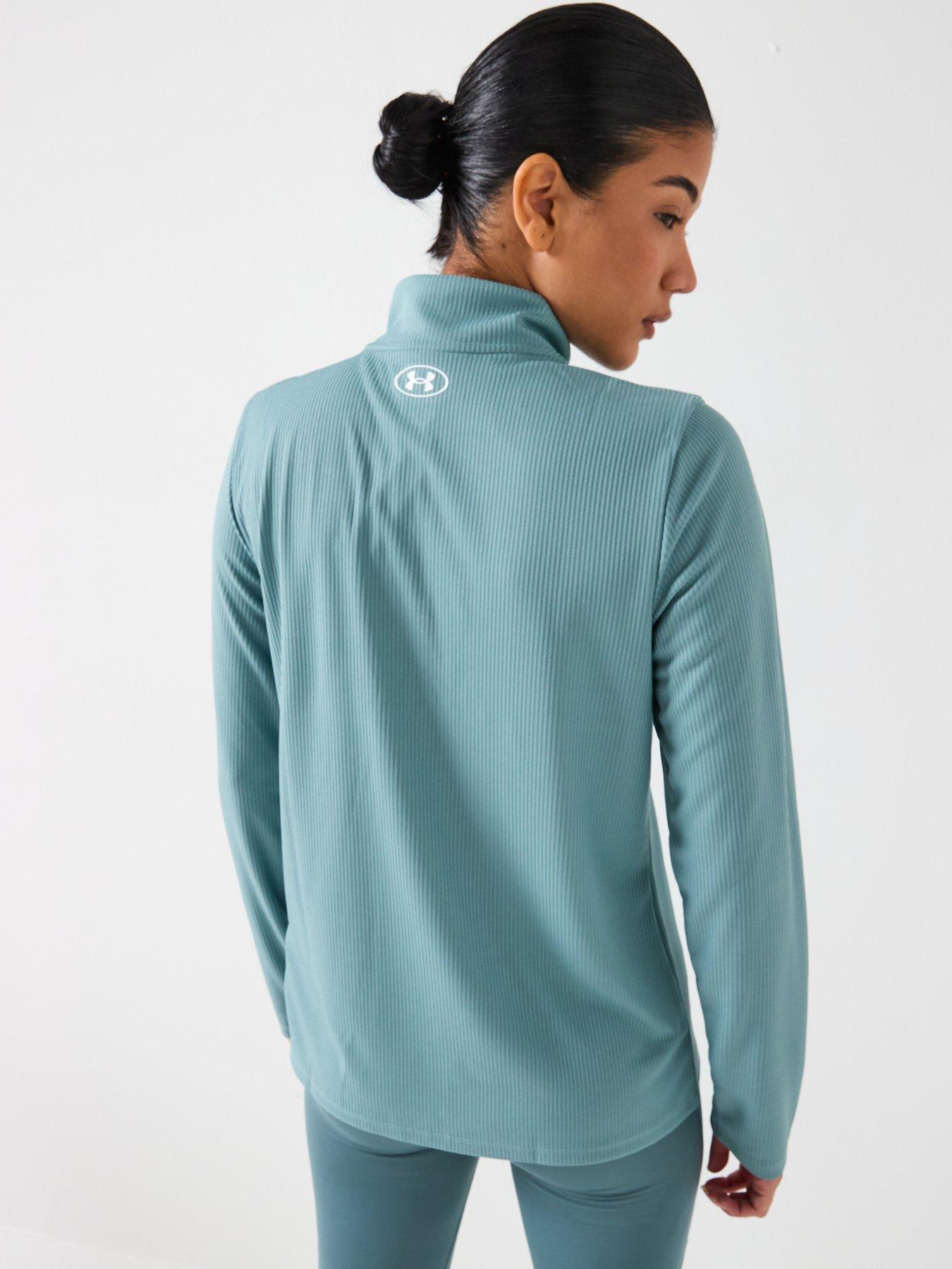Image 2 of 6 of UNDER ARMOUR Womens Training Tech Rib 1/2 Zip Top - Green