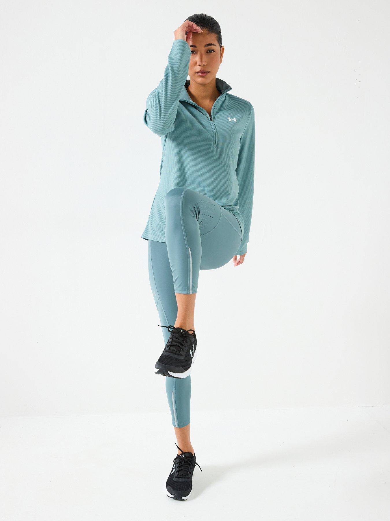  image of under-armour-womens-training-tech-rib-12-zip-top-green